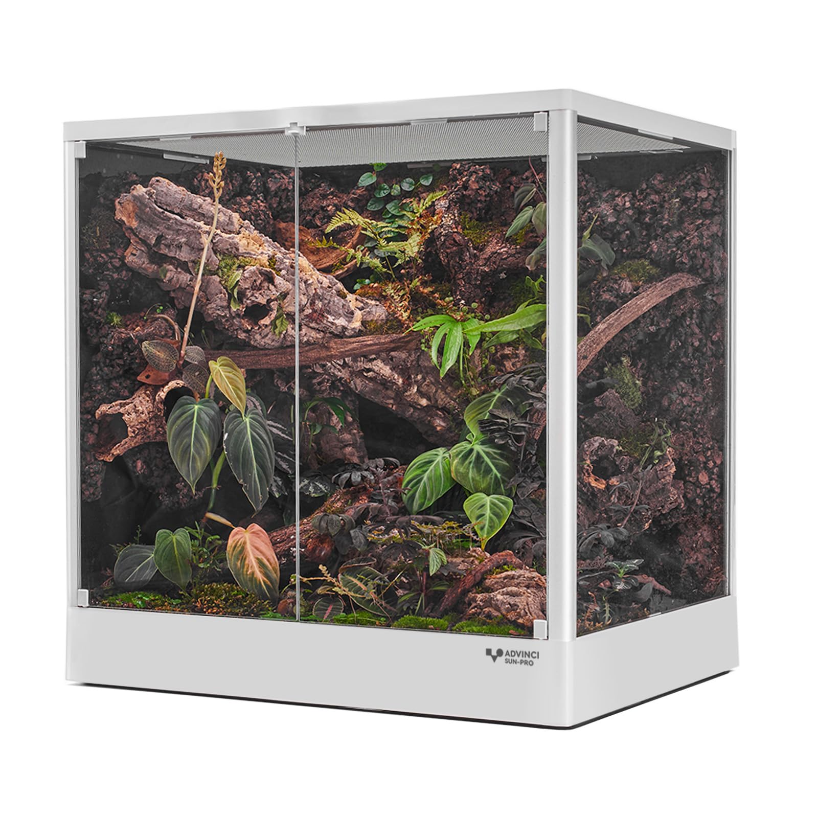Reptile Glass Terrarium 24x18x24 45 Gallon Knock-Down Dual-Locking Security Mesh Ventilation Durable Aluminum Frame Modern Desig