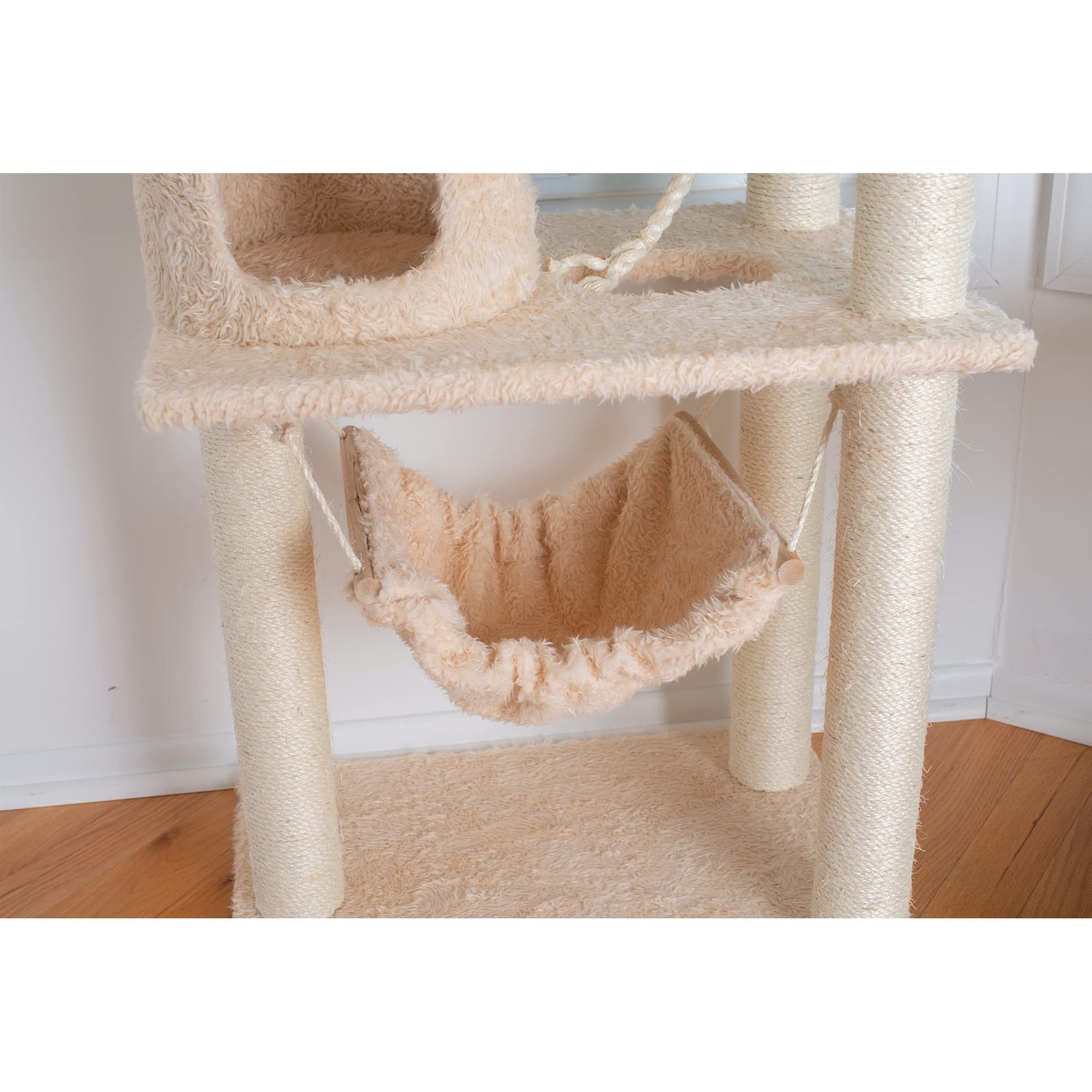 Armarkat 70 Real Wood Cat Furniture,Ultra Thick Faux Fur Covered Cat Condo House A7005, Beige
