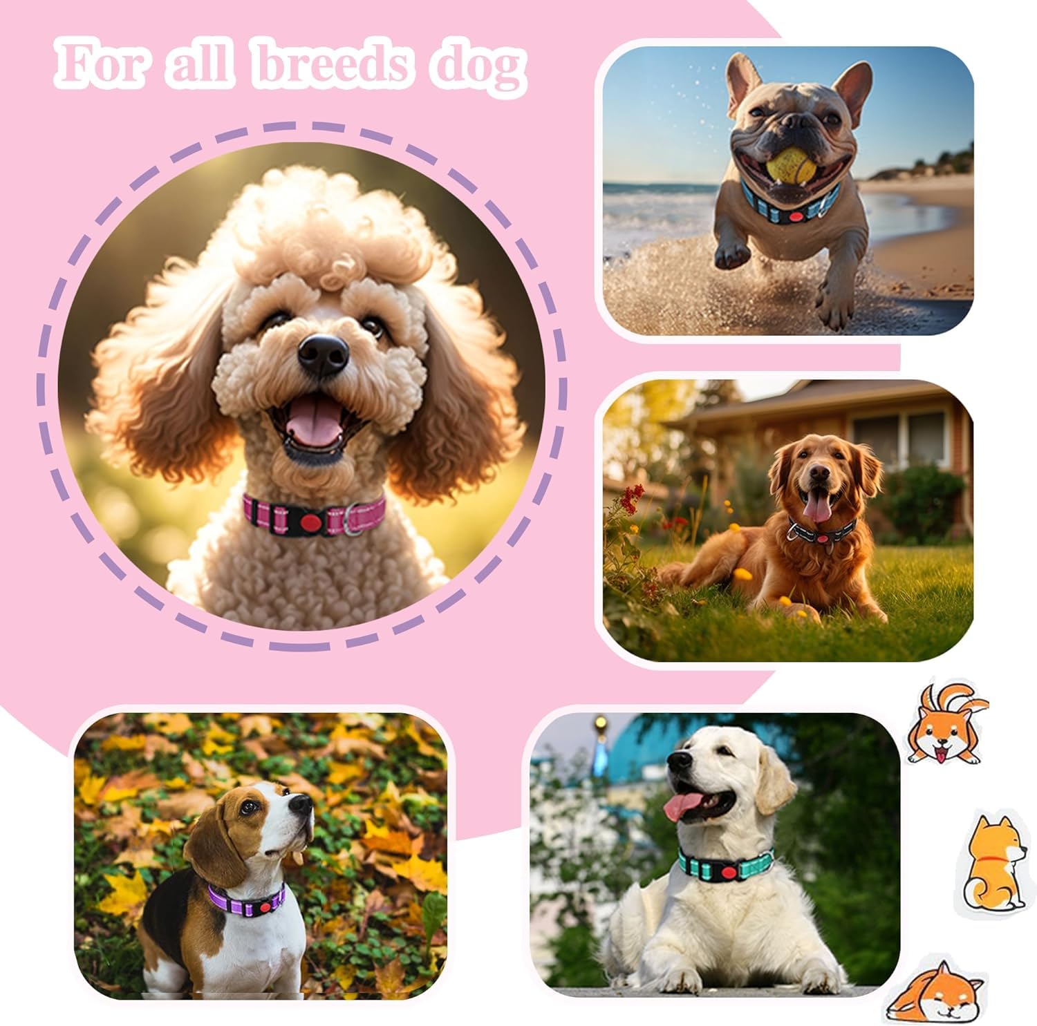 2 Pack Reflective Dog Collars For Medium Dogs Girl Boys,Female Male,Nylon Dog Collars For Puppy Small Large Dog With Quick Relea