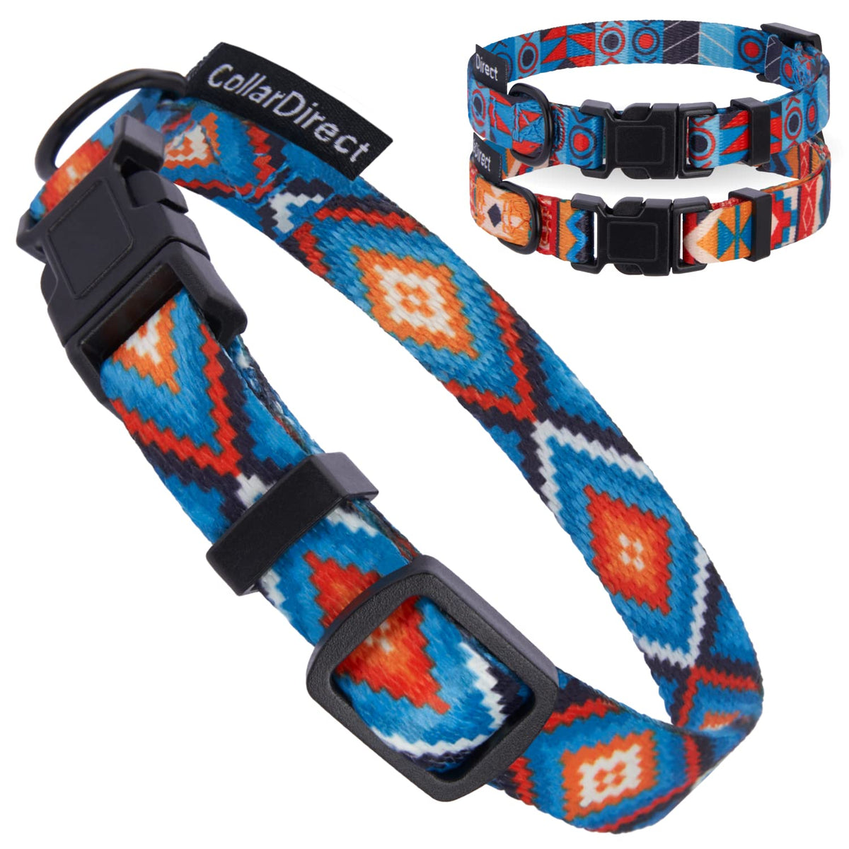 Collardirect Dog Collar For Small Medium Large Dogs Or Puppies, Cute Unique Design With A Quick Release Buckle, Tribal Ethnic Aztec Pattern, Adjustable Soft Nylon (Aztec, Neck Fit 12'-16')