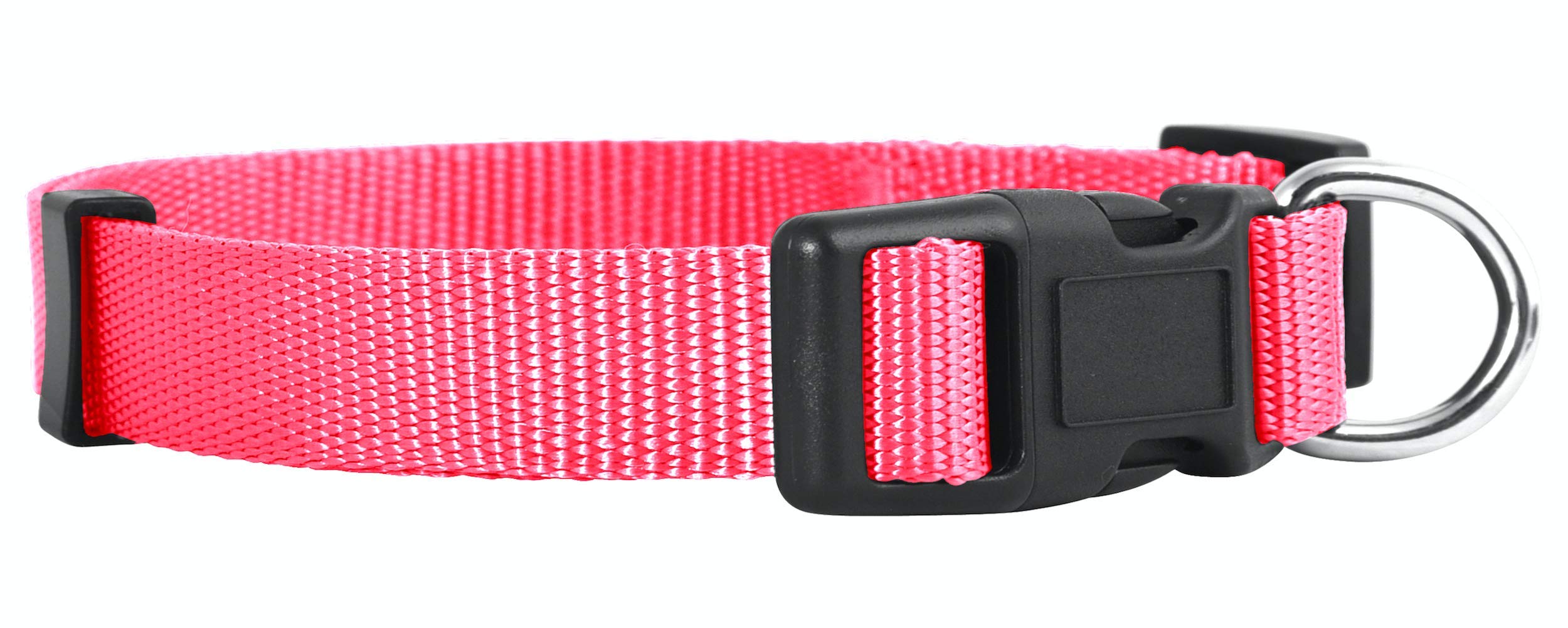 Native Pup Basic Nylon Dog Collar, Adjustable For Small, Medium, Large Pet And Puppies Accessories, Cute Colors For Male, Female, Boy, Girl, Puppy (Large, Hot Pink)