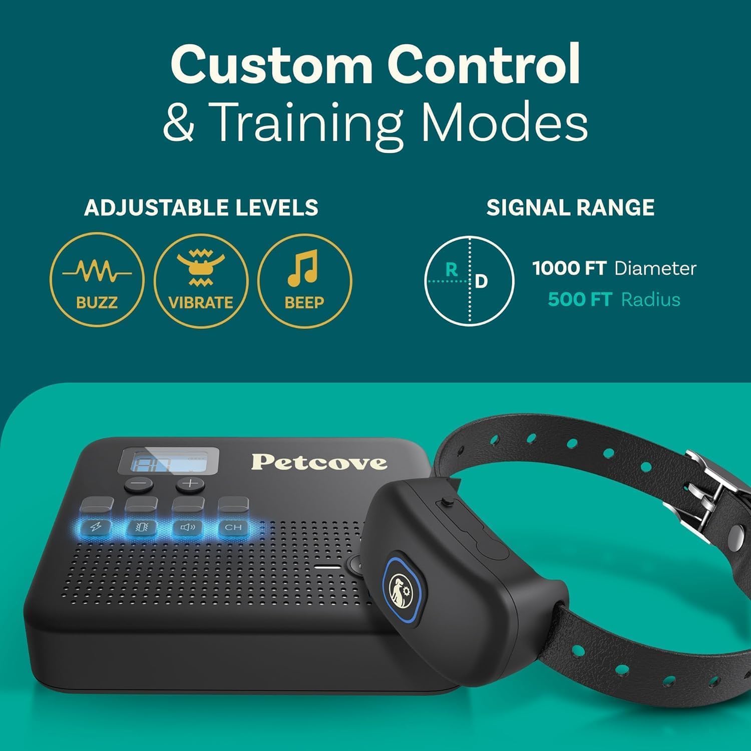 Invisible Fence for Dogs & Training Collar 2-in-1 | 500 ft Adjustable Boundary | Beep/Vibrate/Static 1-9 Levels | IPX7 Waterproo
