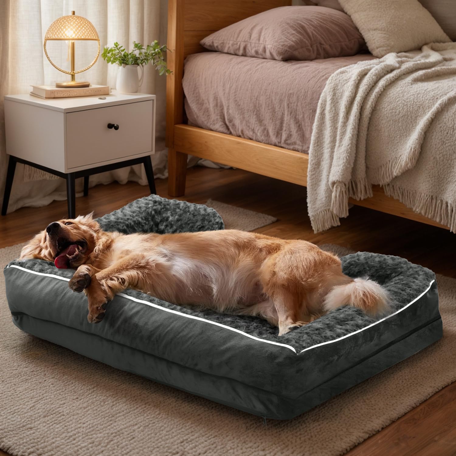 Ferposh Orthopedic Dog Bed, Pet Sofa Bed With Removable Washable Cover, Waterproof Dog Sofa, Anti Slip Bottom Pet Bed, Pet Sleep