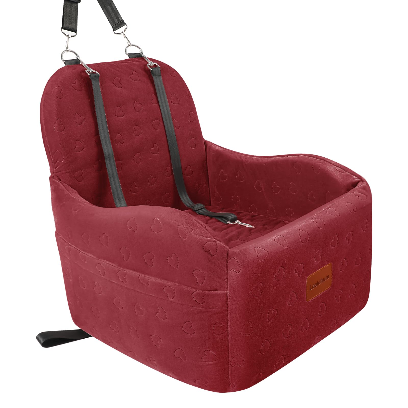 Lealchum Dog Car Seat for Small/Medium Dogs,6in Elevated Cushion,Fits in Front/Back Seat,Fully Detachable and Washable,2 Storage