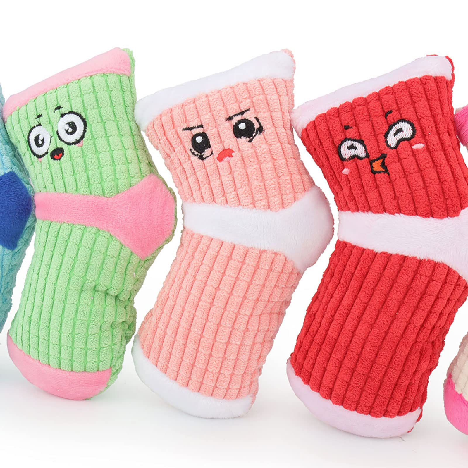 Squeaky Dog Toys, Pet Funny Stuffed Plush Cute Socks Birthday Gift Chew Toys for Small Medium Dogs(Pink White)