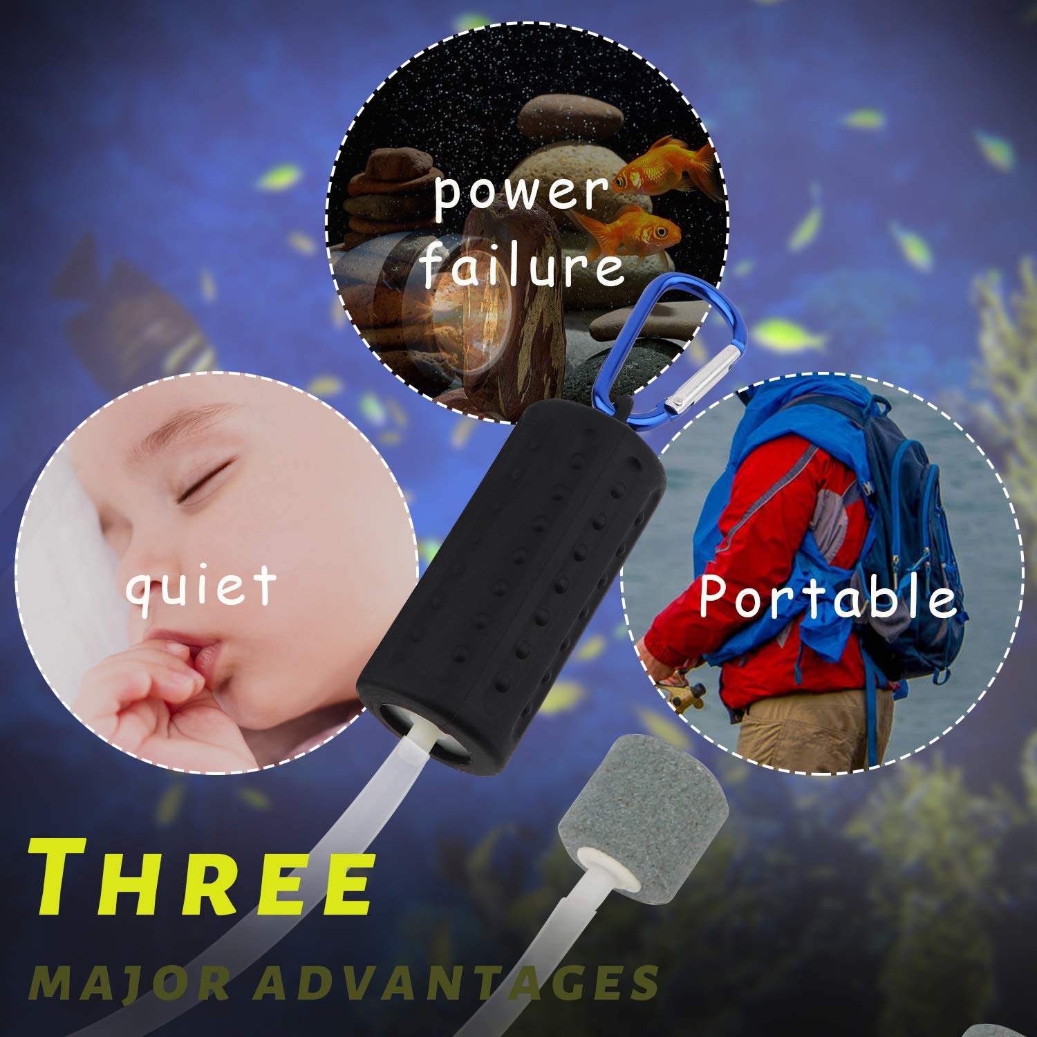 Useekoo Usb Aquarium Air Pump, Ultra Durable & Quiet Usb Nano Air Pump, Small Air Bubbler For Aquarium Fish Tank With Air Stone And Silicone Tube - Black