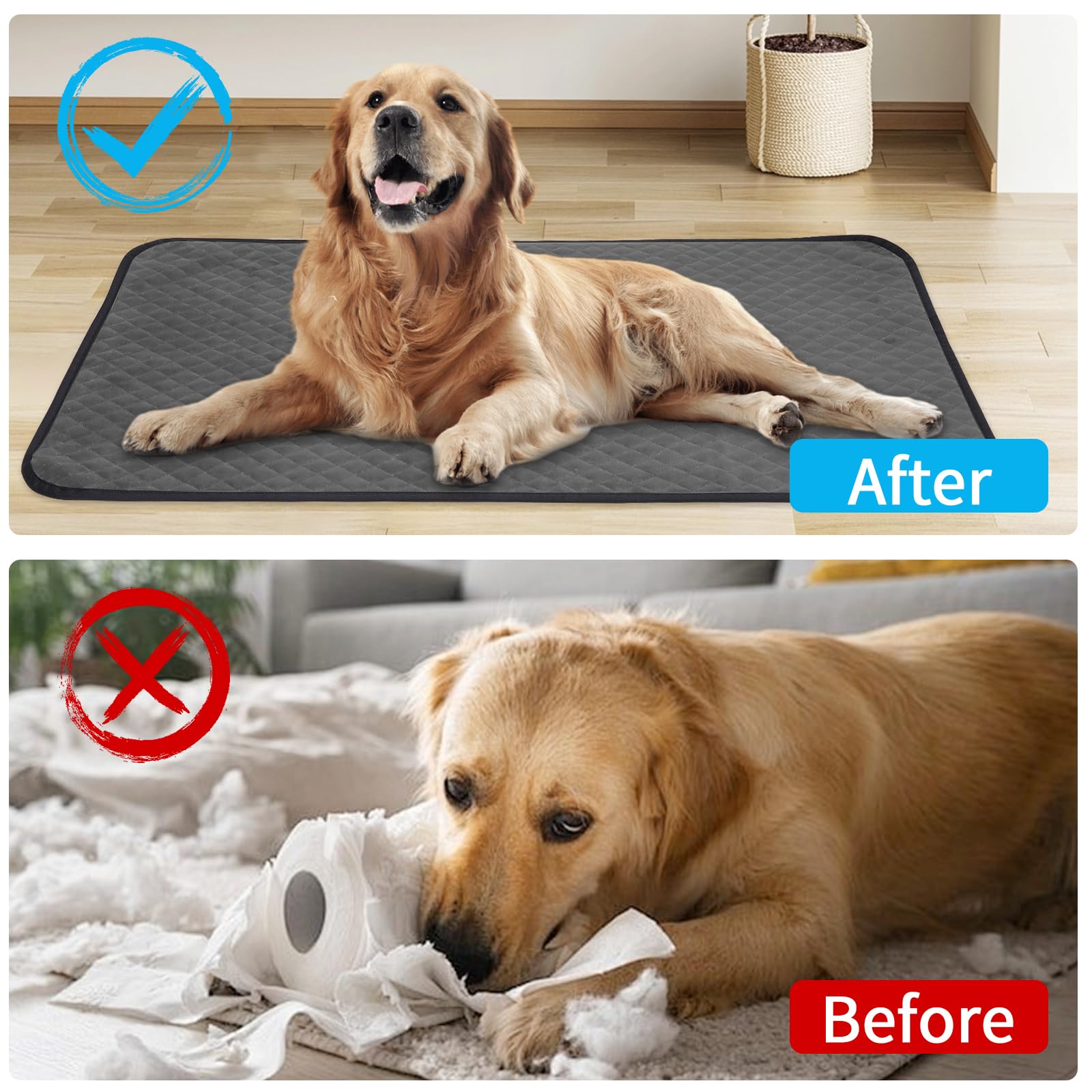 Aulase Chew Proof Dog Crate Bed Pad, Enhanced Quilted Indestructible Dog Kennel Pad For Aggressive Chewers, Washable Dogs Mat Fo