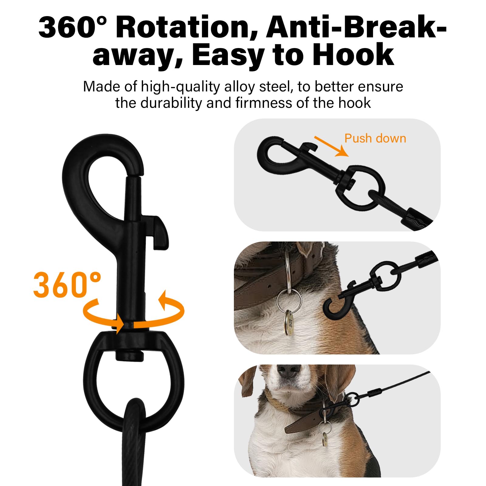 Zhoma Heavy Duty Dog Leashes With Chew Proof And Comfortable Padded Handle 4/5/6 Ft, Steel Metal Safety Lead Rope With Retractab
