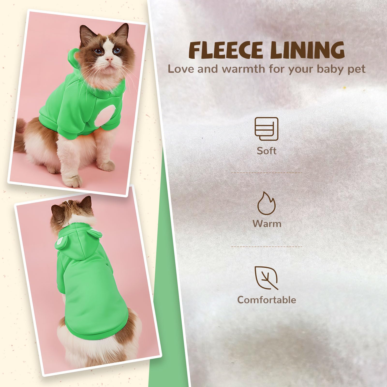 HRTTSY Small Dog Hoodie Soft Warm Fleece Fall Winter Dog Clothes Cute Puppy Sweaters Cat Coat Funny Blank Pullover Doggy Hooded