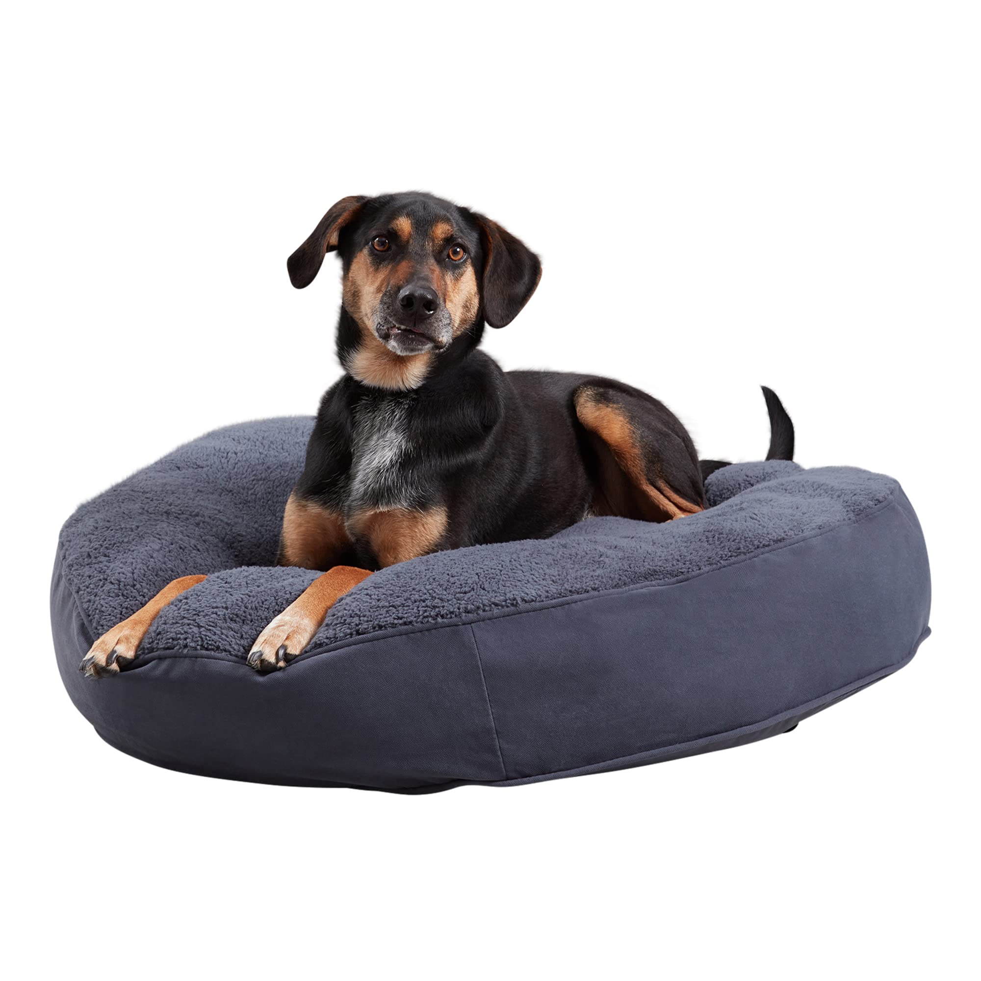Happy Hounds Scout Deluxe Round Pillow Style Sherpa Dog Bed, Medium (36 X 36 In.), Prussian Blue, 36.0'' L X 36.0'' W X 6.0'' Th