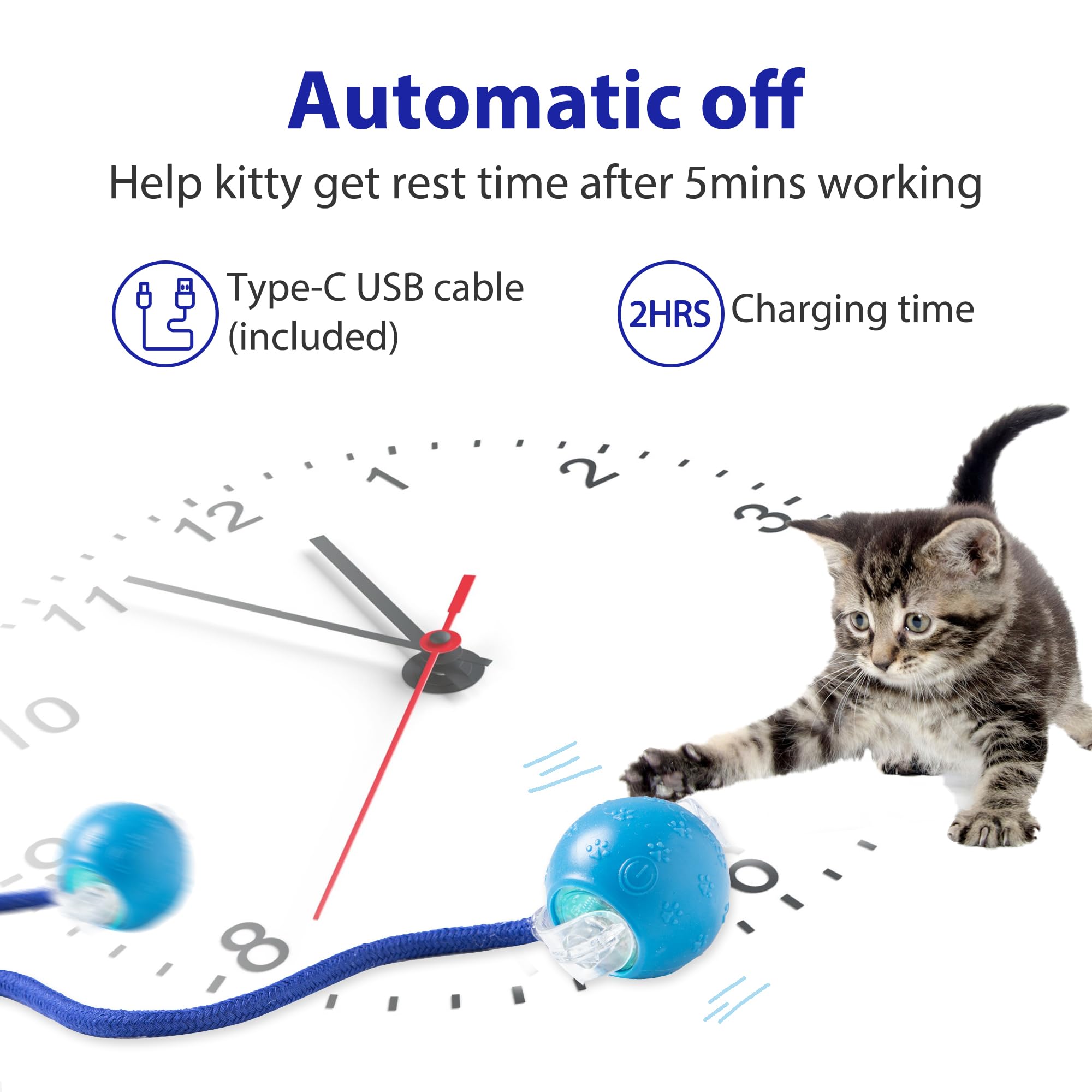 Tuiskusa Interactive Cat Toys, Fast Rolling Ball In Play Pocket, Automatic Motion Activated Moving Ball Hide And Seek Mouse Catc