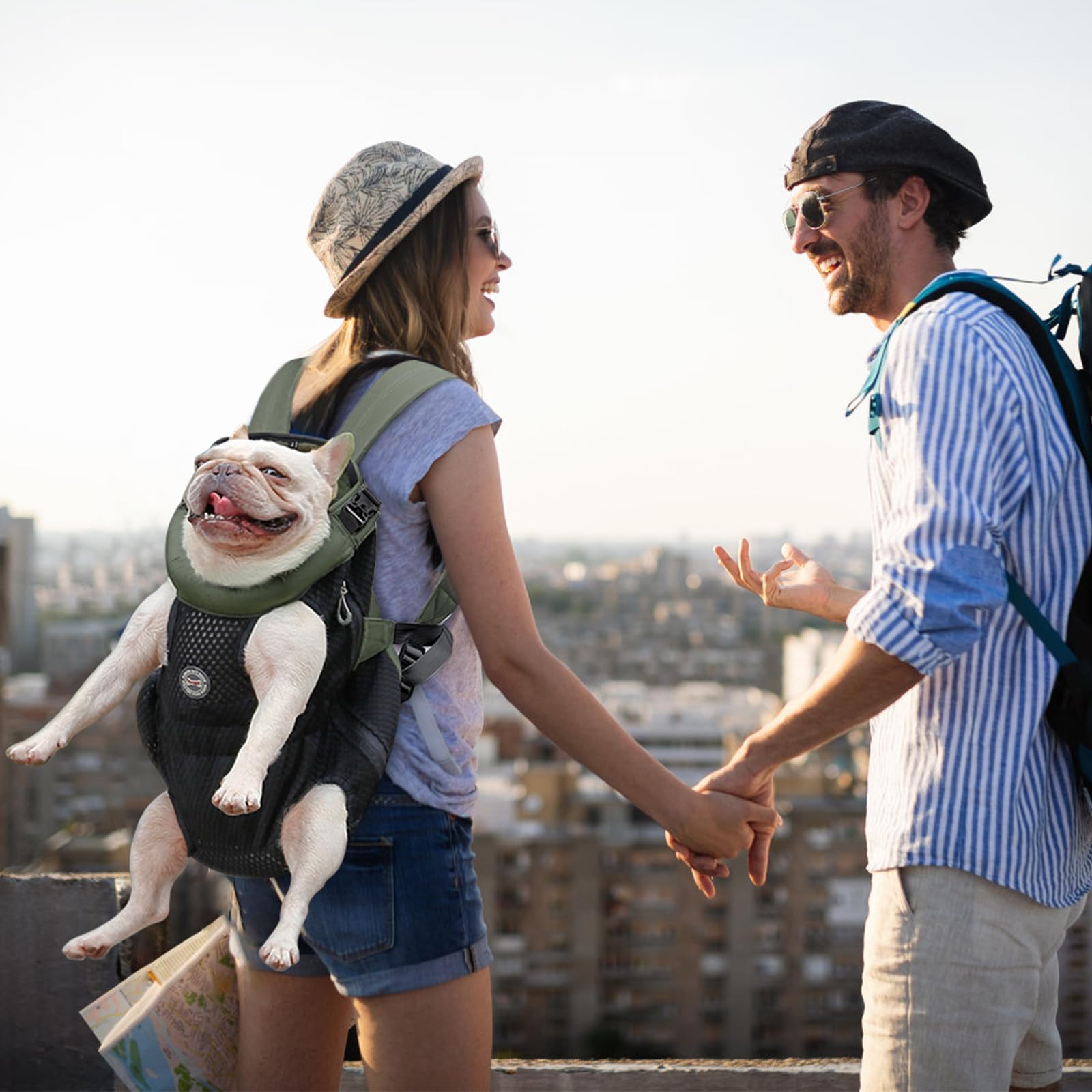 Dog Carrier Backpack, Pet Front Carrier Backpack Legs Out Dog Chest Carrier For Small Medium Dogs, Hands-Free Cat Backpack Carrier Dog Travel Backpack Airline Approved Hiking Bike Motorcycle