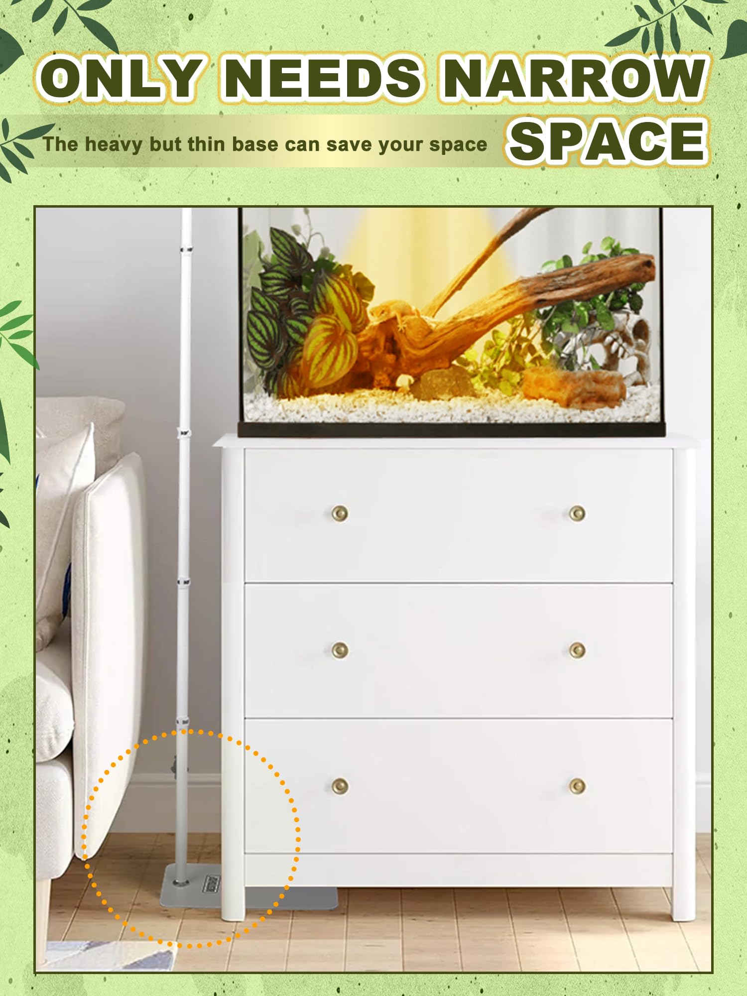 Bestshop Reptile Lamp Stand, Heat Lamp Stand (15.7 To 74.3 Inch) With Adjustable 360 Swing Arm For Terrarium, Reptile Heat Lamp