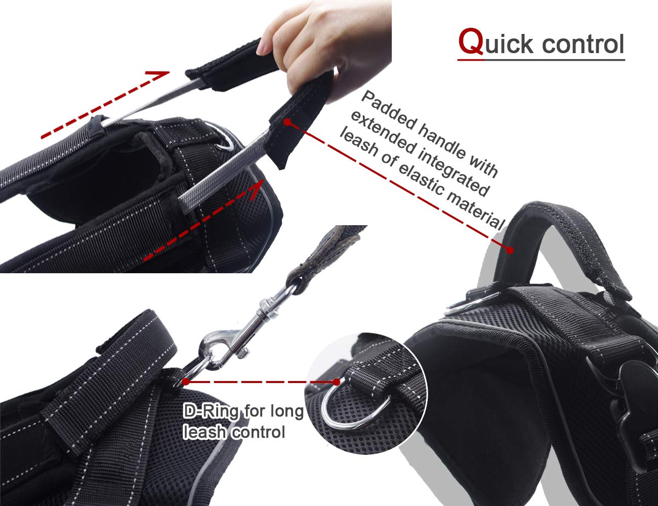 Heavy Duty Dog Harness For Medium And Large Dogs, No Pull Dog Vest Harness With Handle Extensible, Reflective Stitching (L)