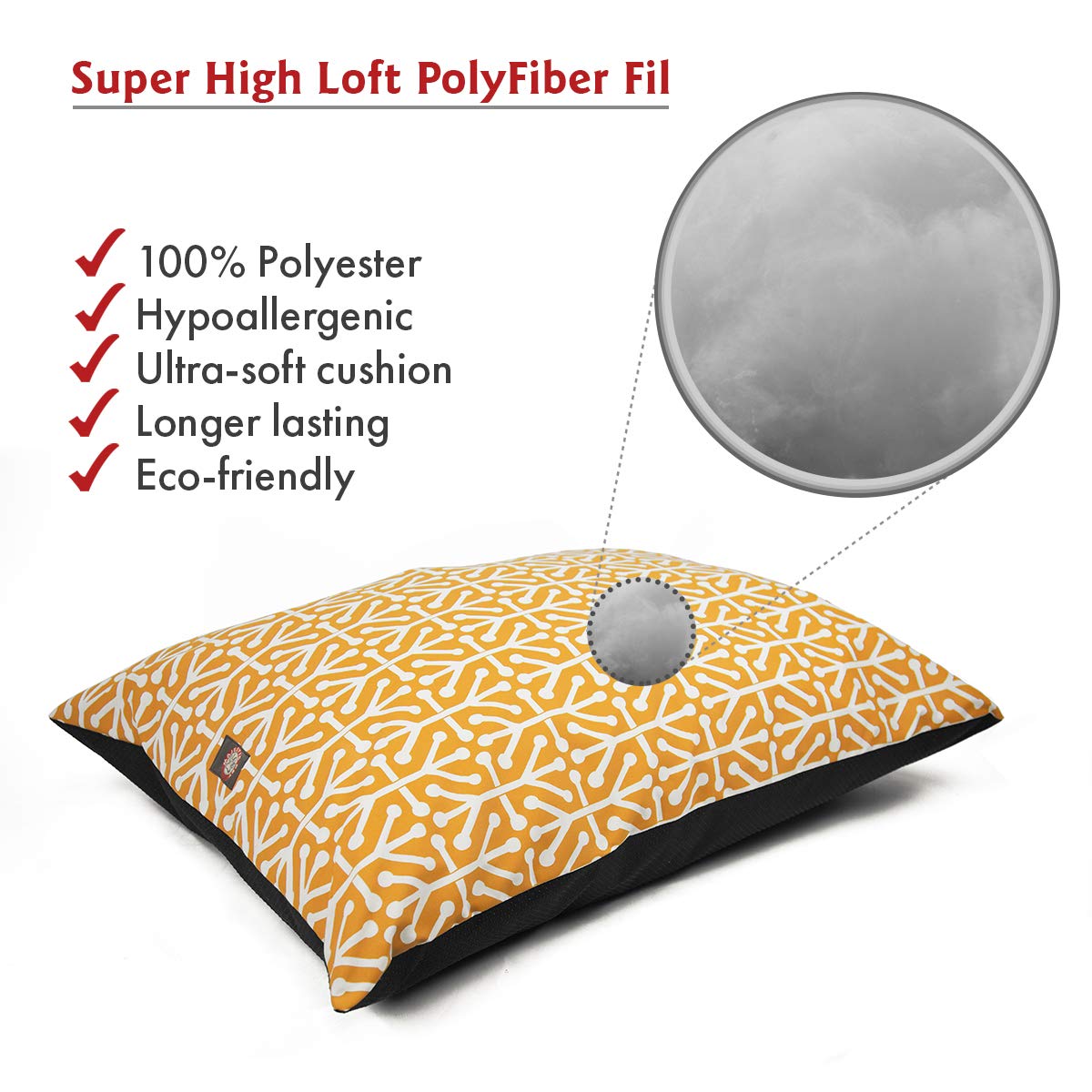 Majestic Pet Rectangle Medium Dog Bed Washable – Non Slip Comfy Pet Bed – Dog Crate Bed Super Value Pillow Dog Bed – Dog Kennel Bed For Sleeping - Dog Bed Medium Breed 35 X 28 Inch – Aruba Yellow