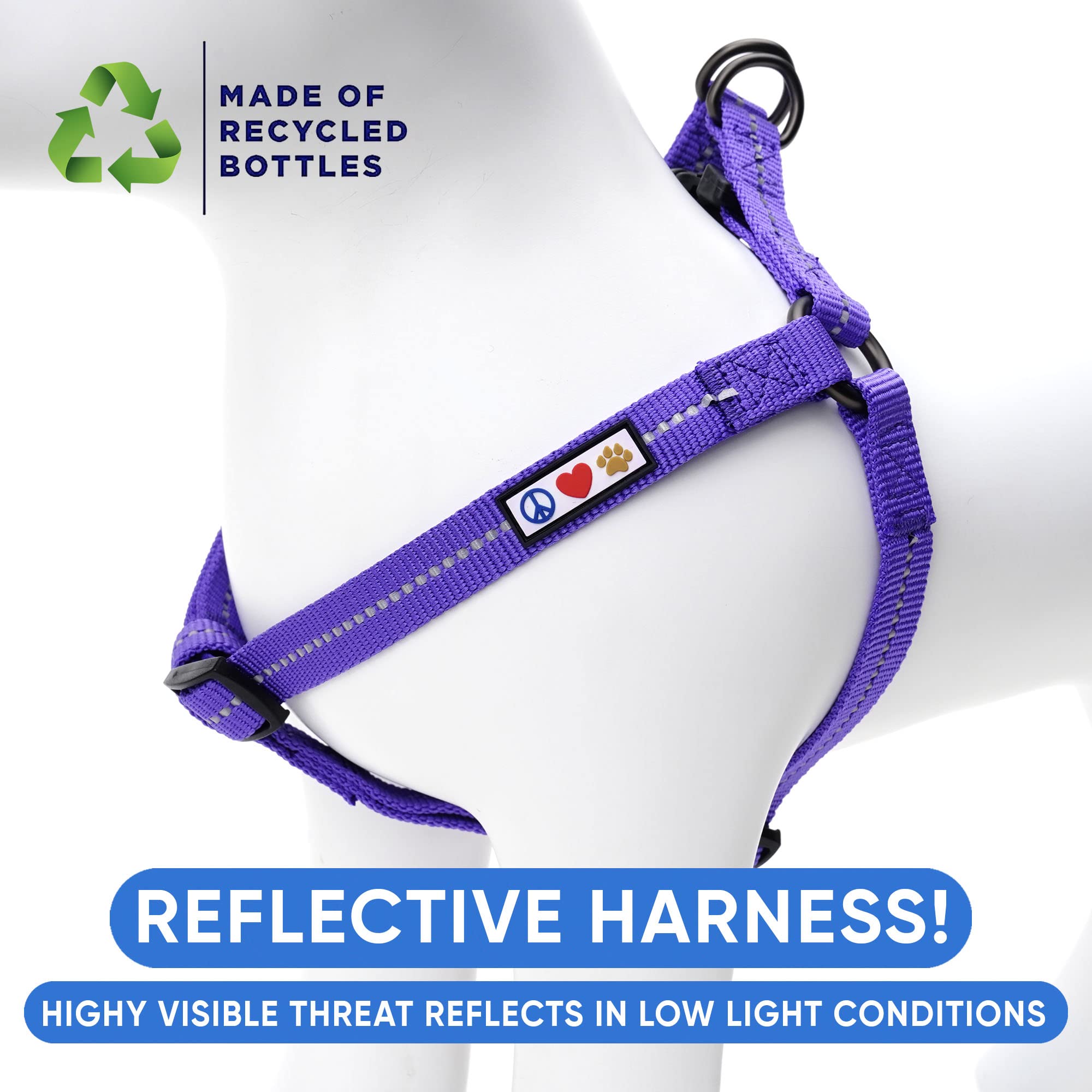 Pawtitas Recycled Dog Harness With Reflective Stitched A Puppy Harness Made From Plastic Bottles Collected From Oceans Large Pur