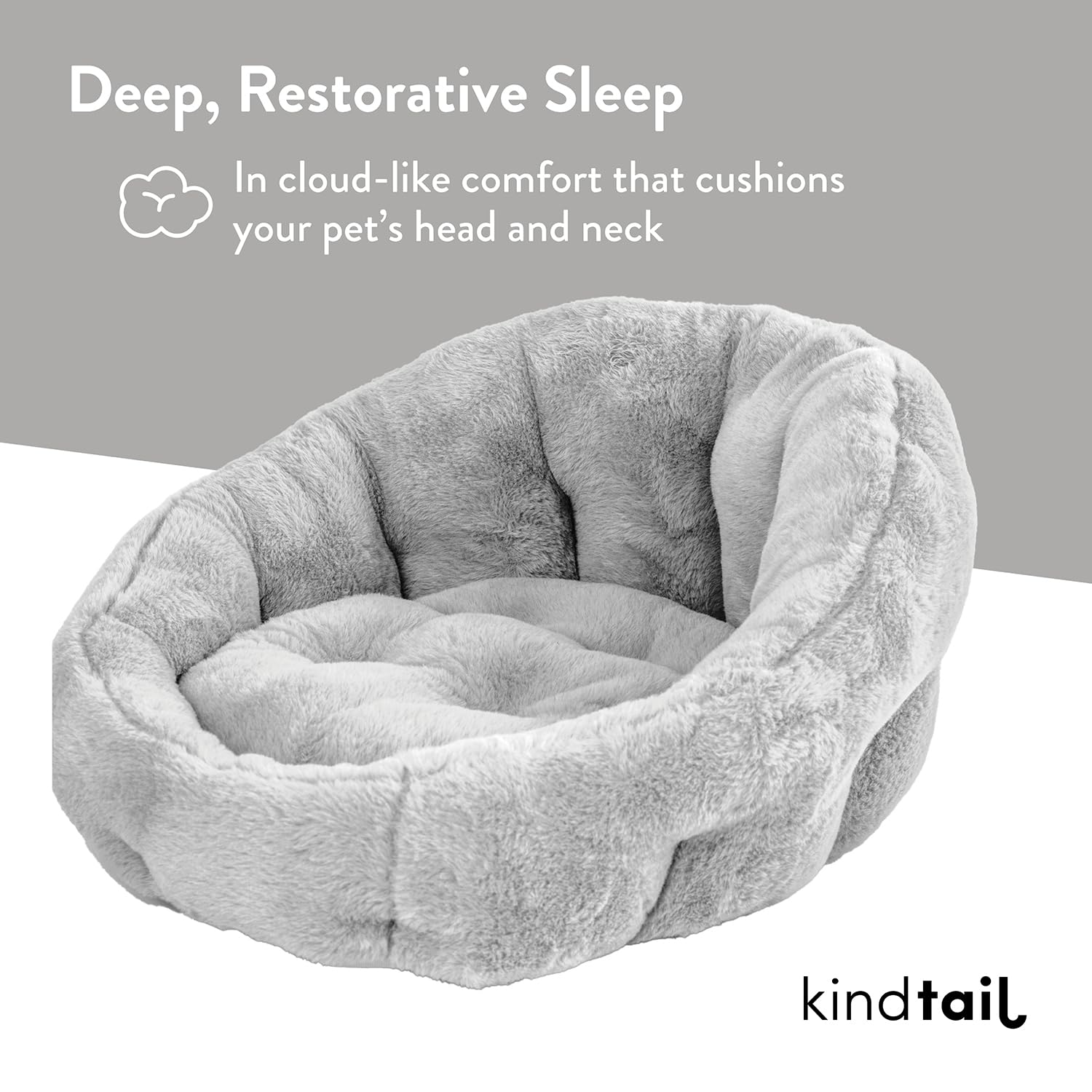 Kindtail Small Orthopedic Dog And Cat Bed - Faux Fur Luxury Cuddler For Pets Under 15 Lbs, Comfortable Waterproof Material With