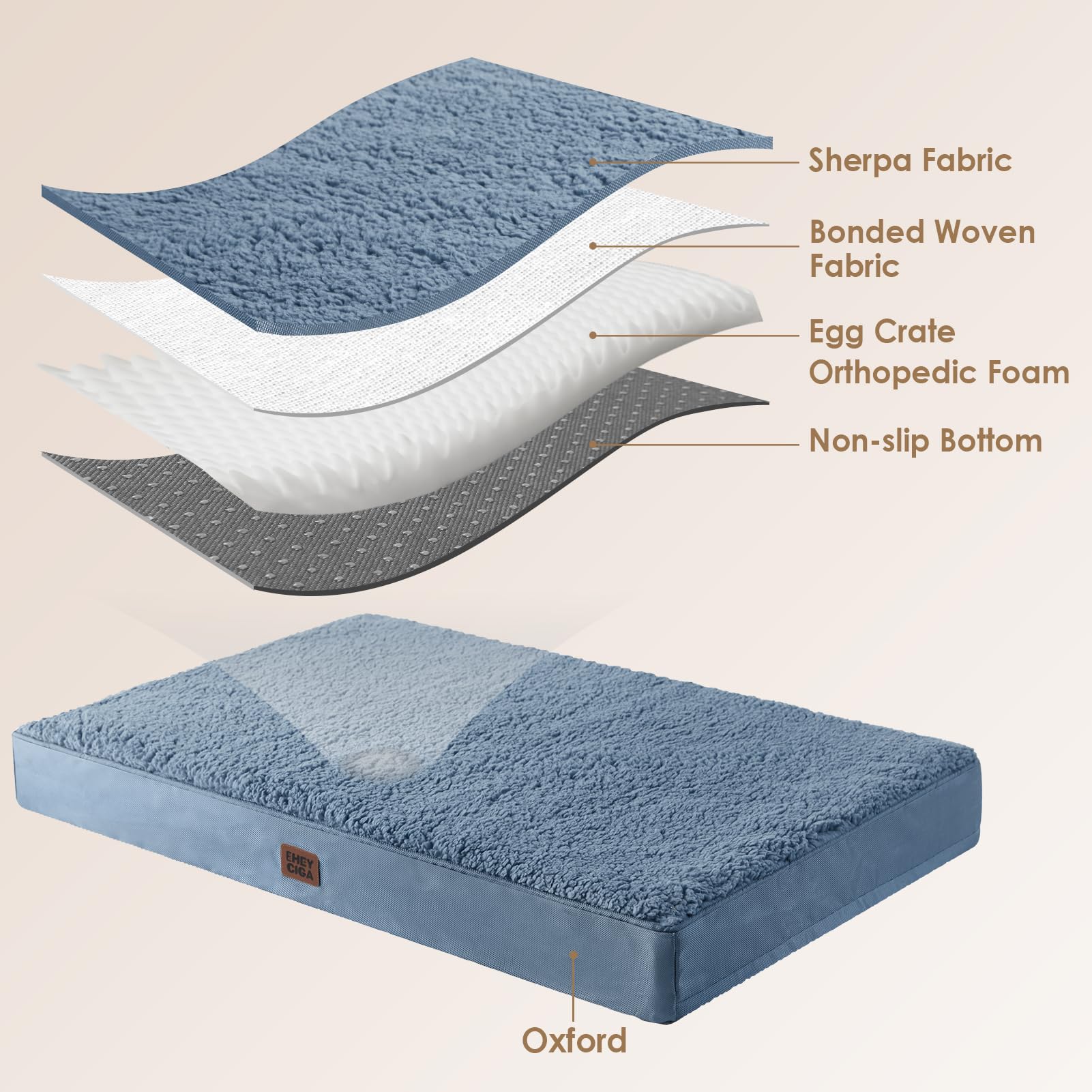 Eheyciga Washable Jumbo Dog Beds For Giant Dogs, Xxl Dog Bed With Removable Cover For Crate, Orthopedic Foam Dog Beds For Jumbo Dogs, Spa Blue