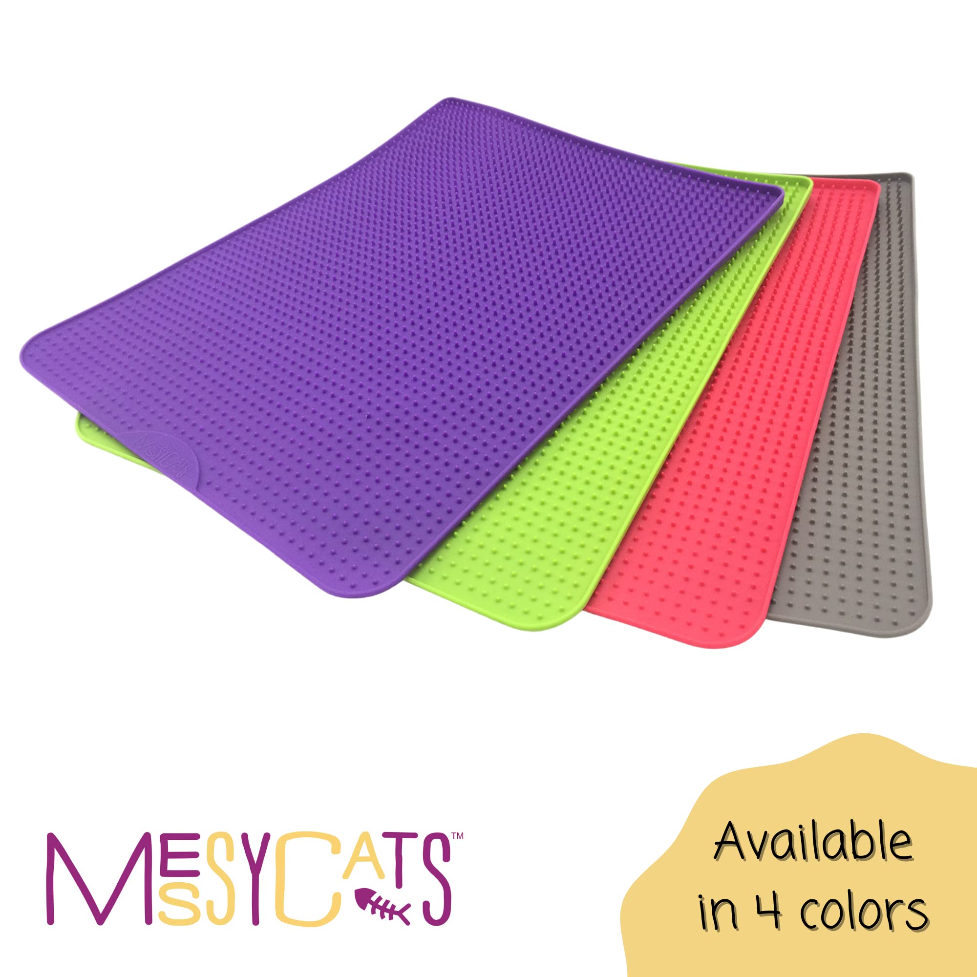 Messy Cats Silicone Litter Mat With Soft Graduated Spikes, 18' X 14', Watermelon