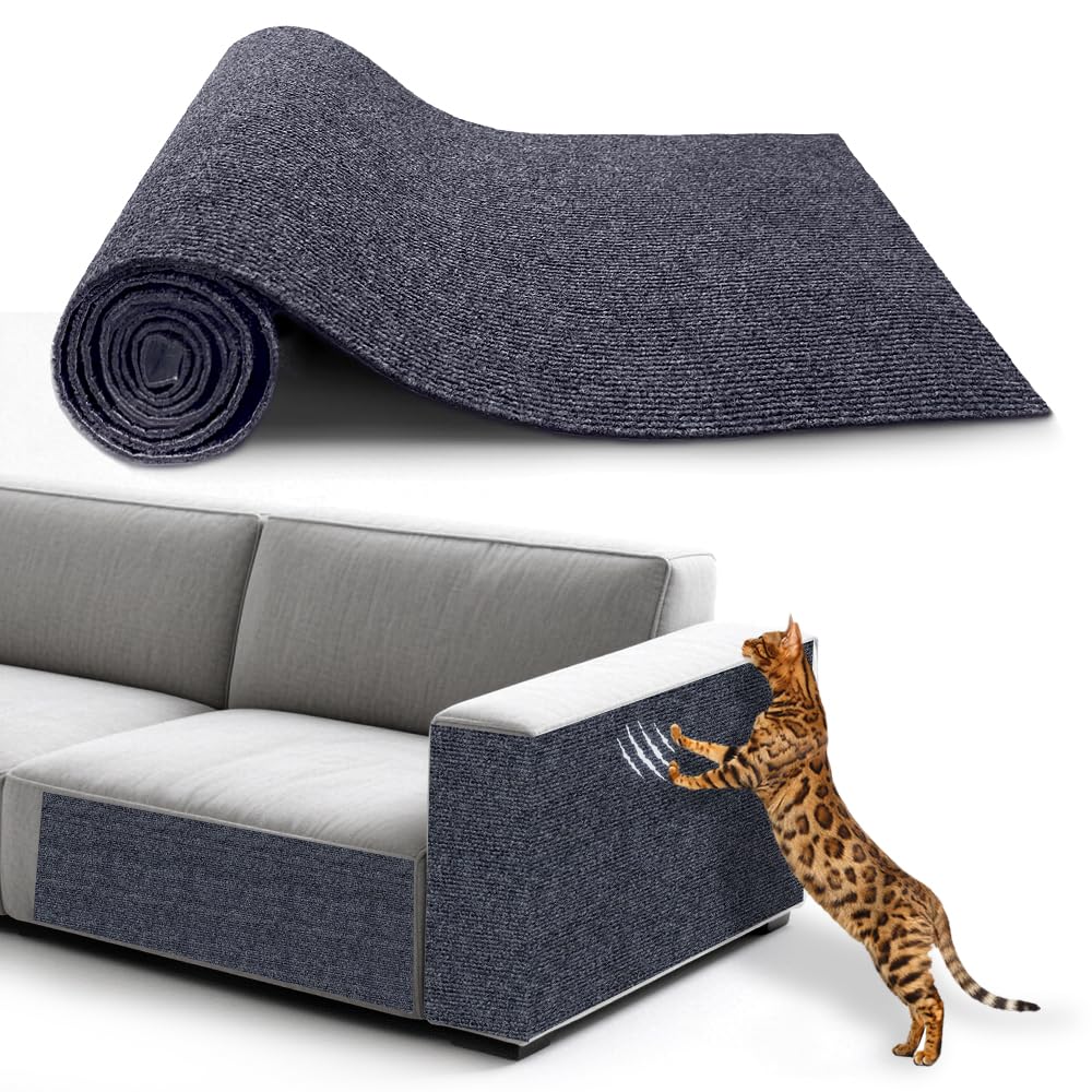 Natuya Cat Scratcher Mat, 39.4''X15.8'' Trimmable Couch Furniture Protector, Self-Adhesive Replacement Carpet For Cats Tree Shel