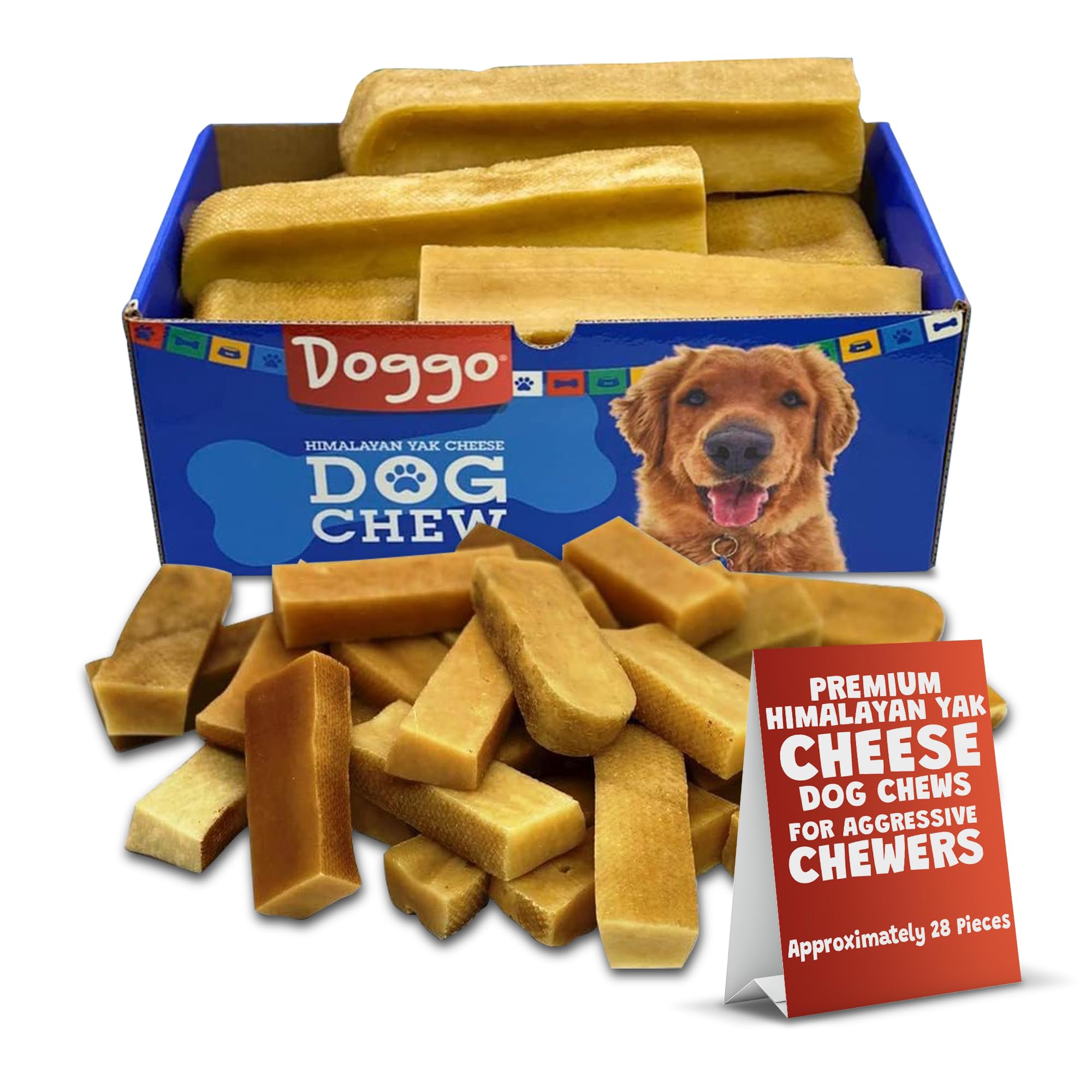 Doggo Dog Chew - Premium Yak Cheese Himalayan Dog Chews - Natural Yak Chews for Large and Small Dogs - Yak Milk Dog Chew - Long-
