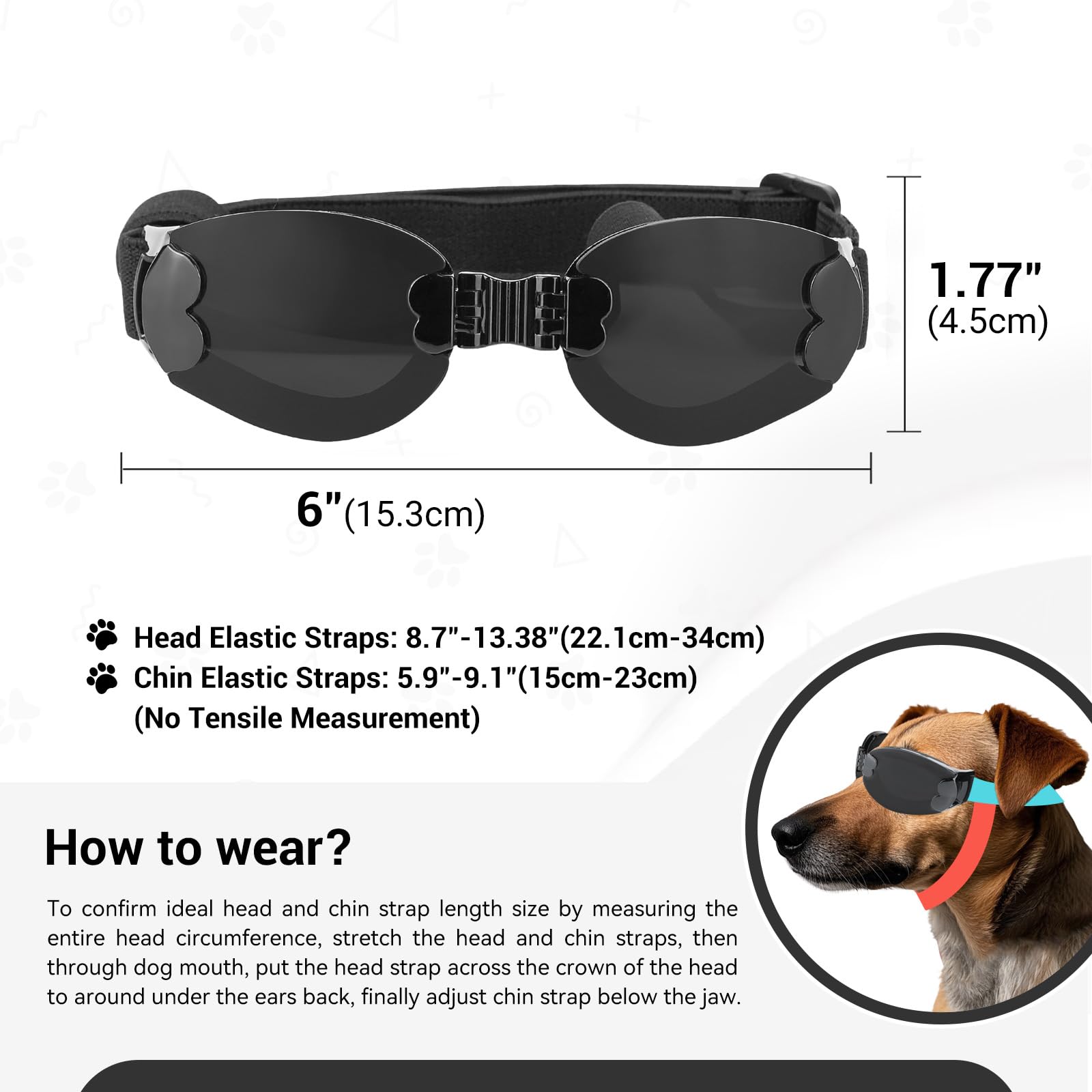 Billionchains Foldable Dog Goggles For Small To Medium Breed Anti-Uv Dog Sunglasses With Adjustable Straps
