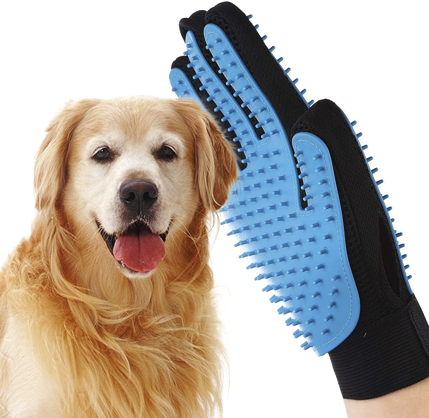 Oveera Slicker Brush Pet Grooming Glove For Dogs And Cats Shedding Small Medium Large Breeds (Blue) Pet Hair Remover GloveMassa