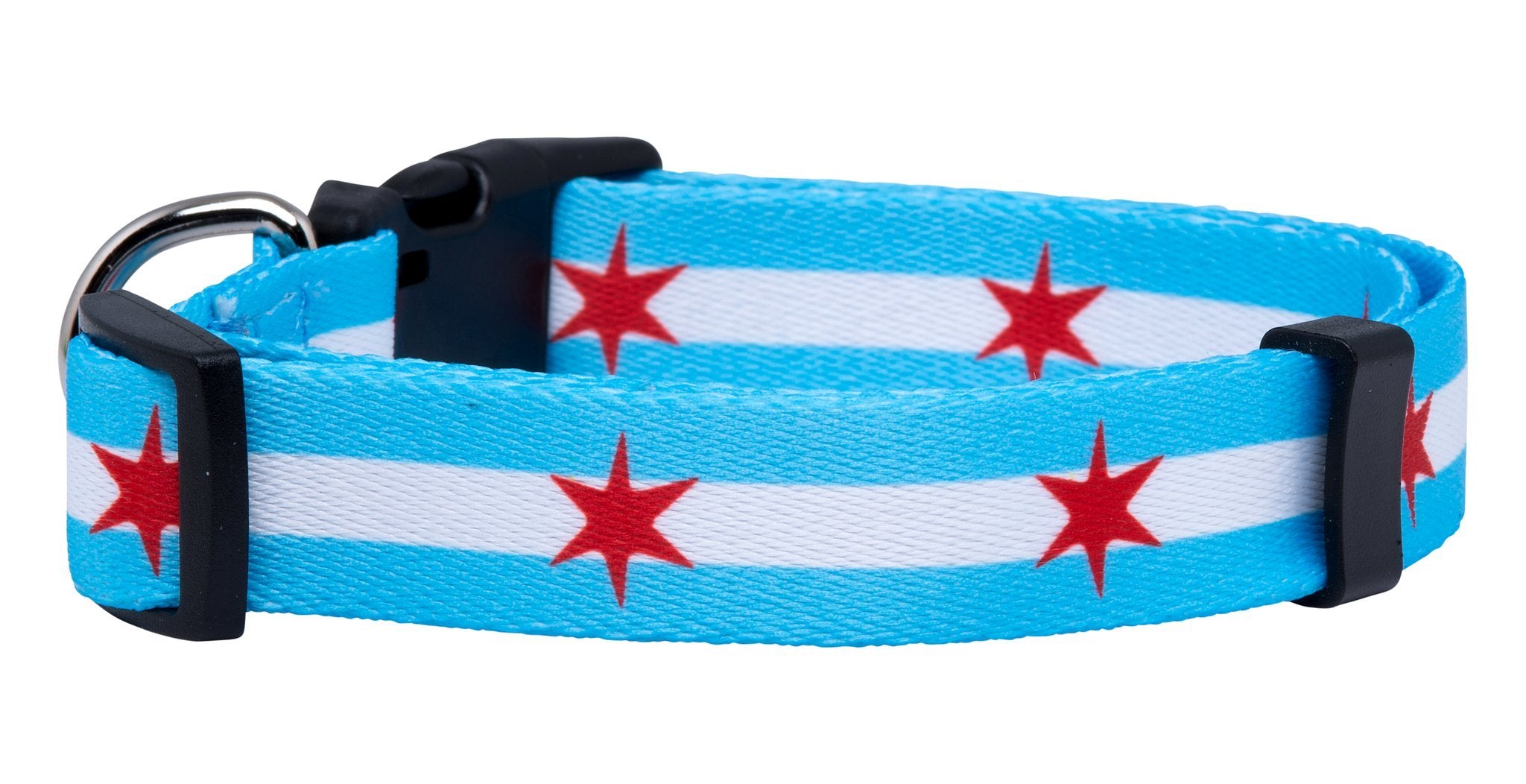 Native Pup Chicago Flag Dog Collar (Chicago Big Stars, Large)