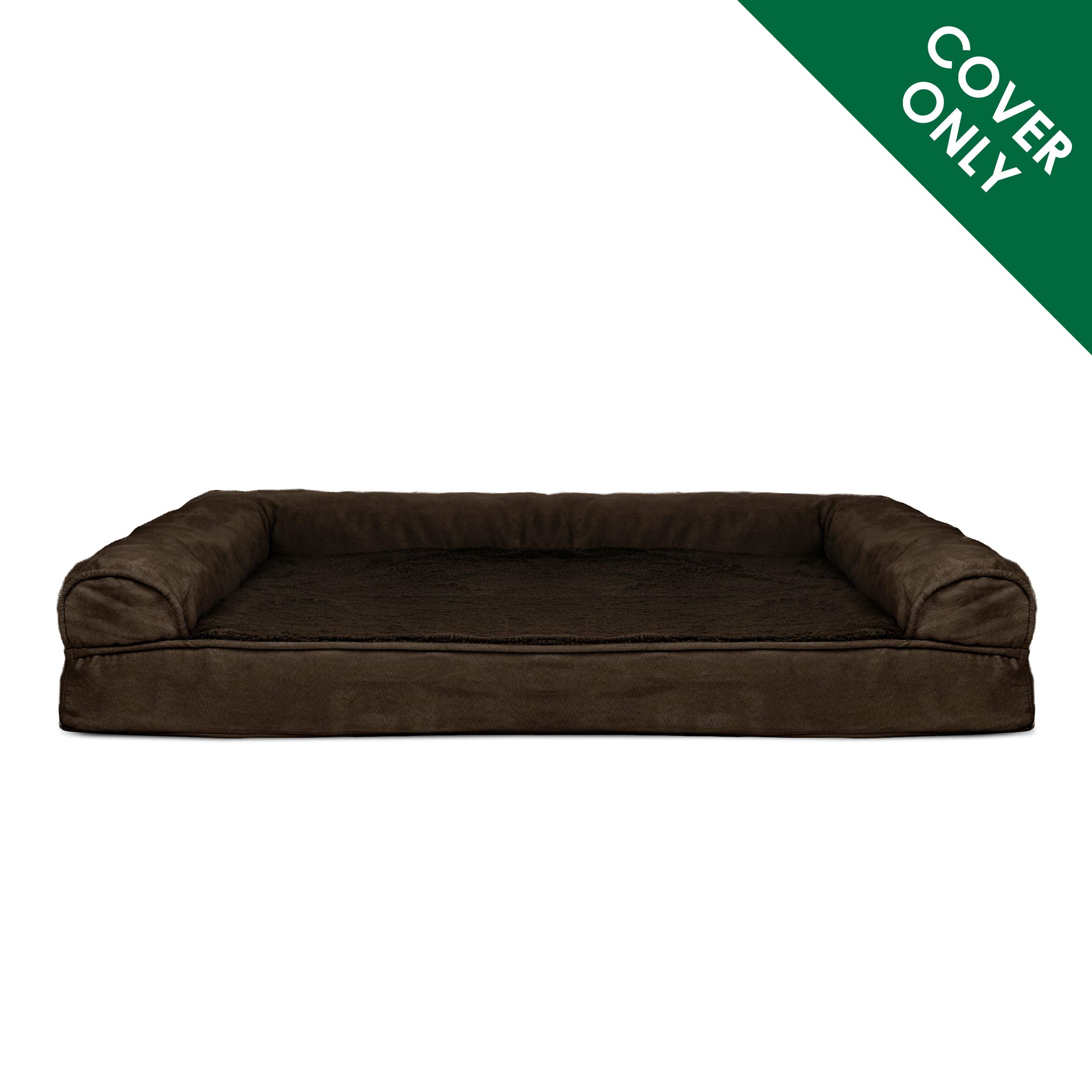 Furhaven Replacement Dog Bed Cover Plush & Suede Sofa-Style, Machine Washable - Espresso, Large
