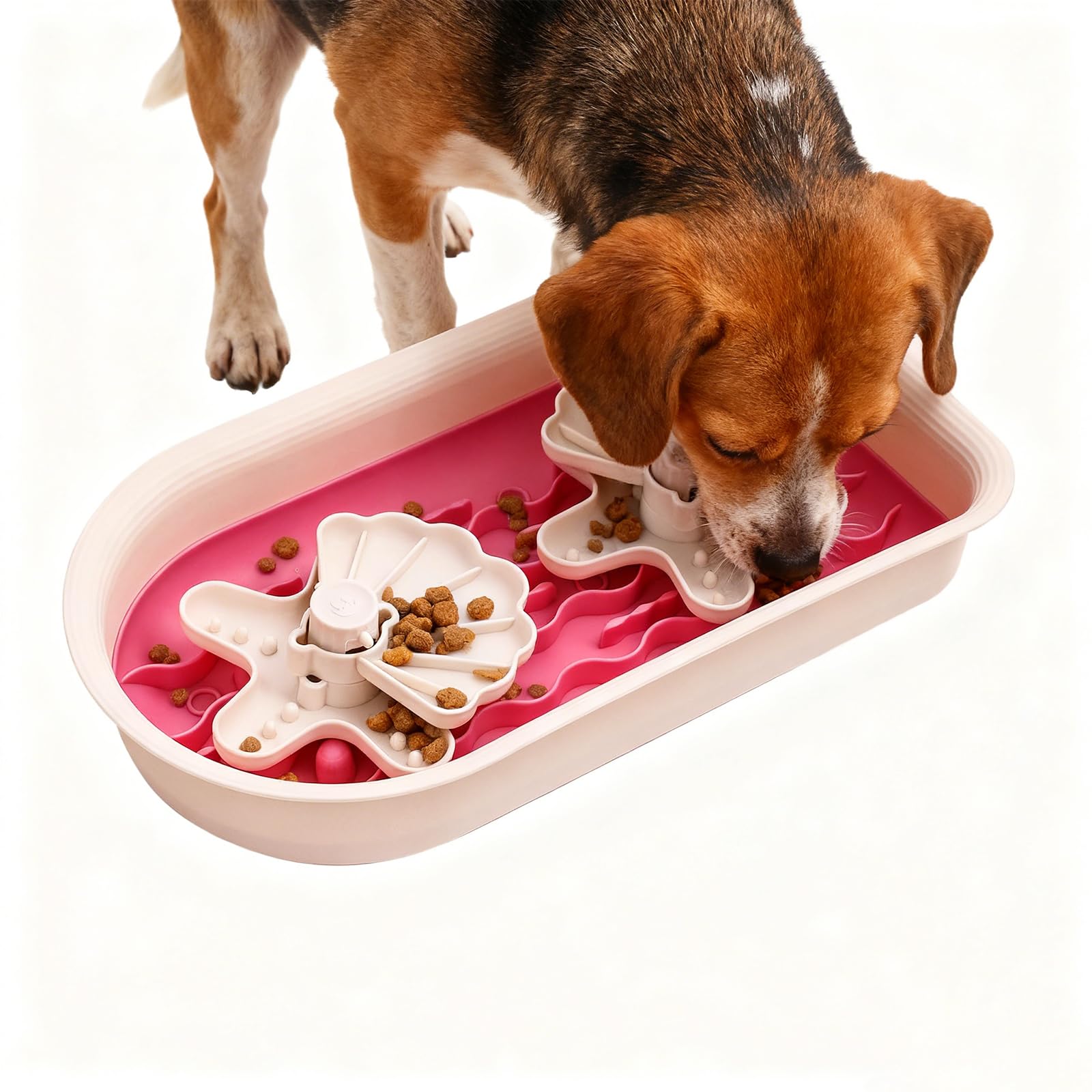 RuiXiangTeng Large Slow Feeder Dog Bowls, Dog Puzzle Slow Feeder Bowls with Lick Mat and Puzzle Inserts for Large Dogs with Non-