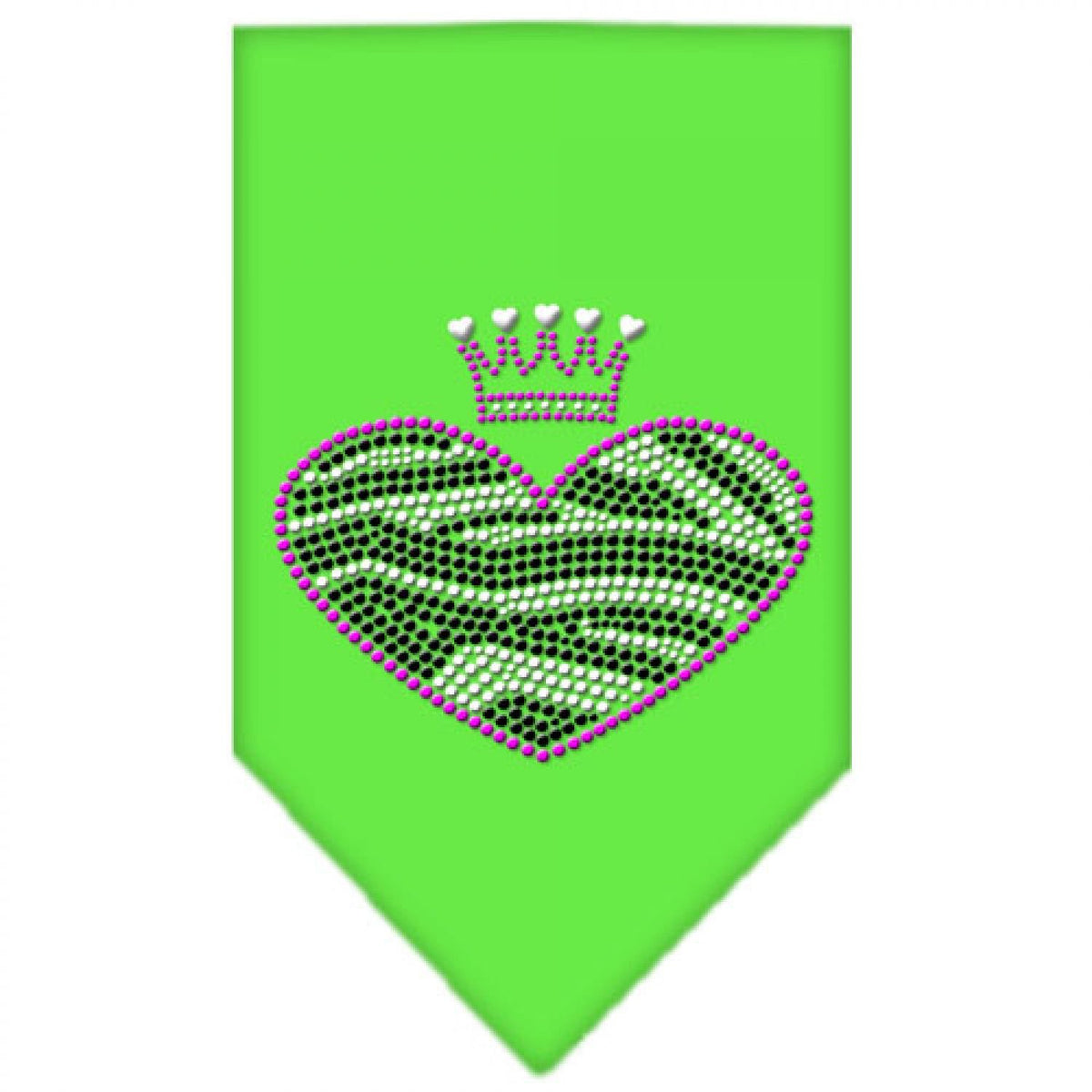 Pet and Dog Bandana Rhinestone, &quot;Zebra Heart&quot; Lime Green Small