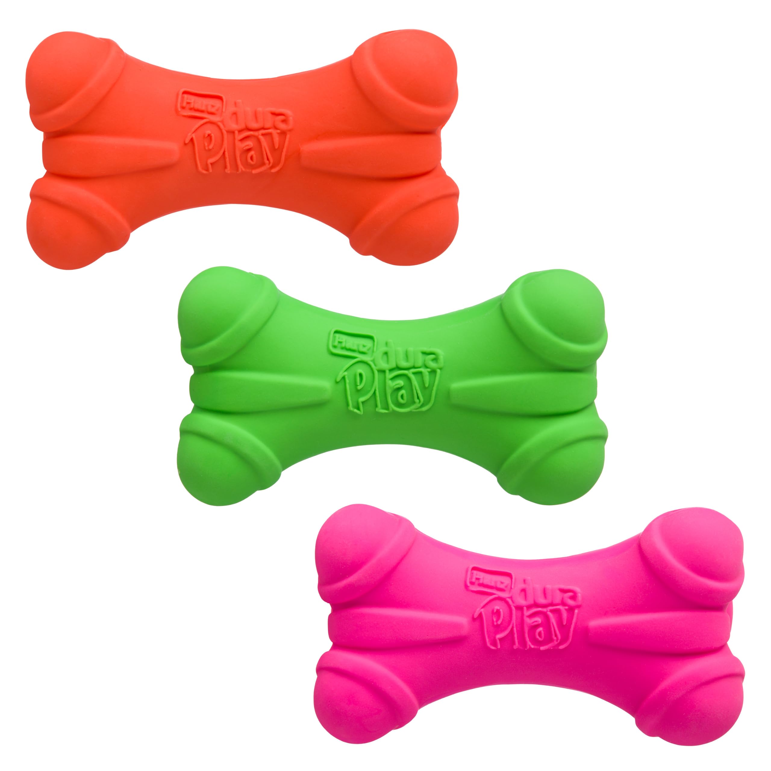 Hartz Duraplay Bone Squeaky Latex Dog Toy For Medium Breeds, 3 Pack