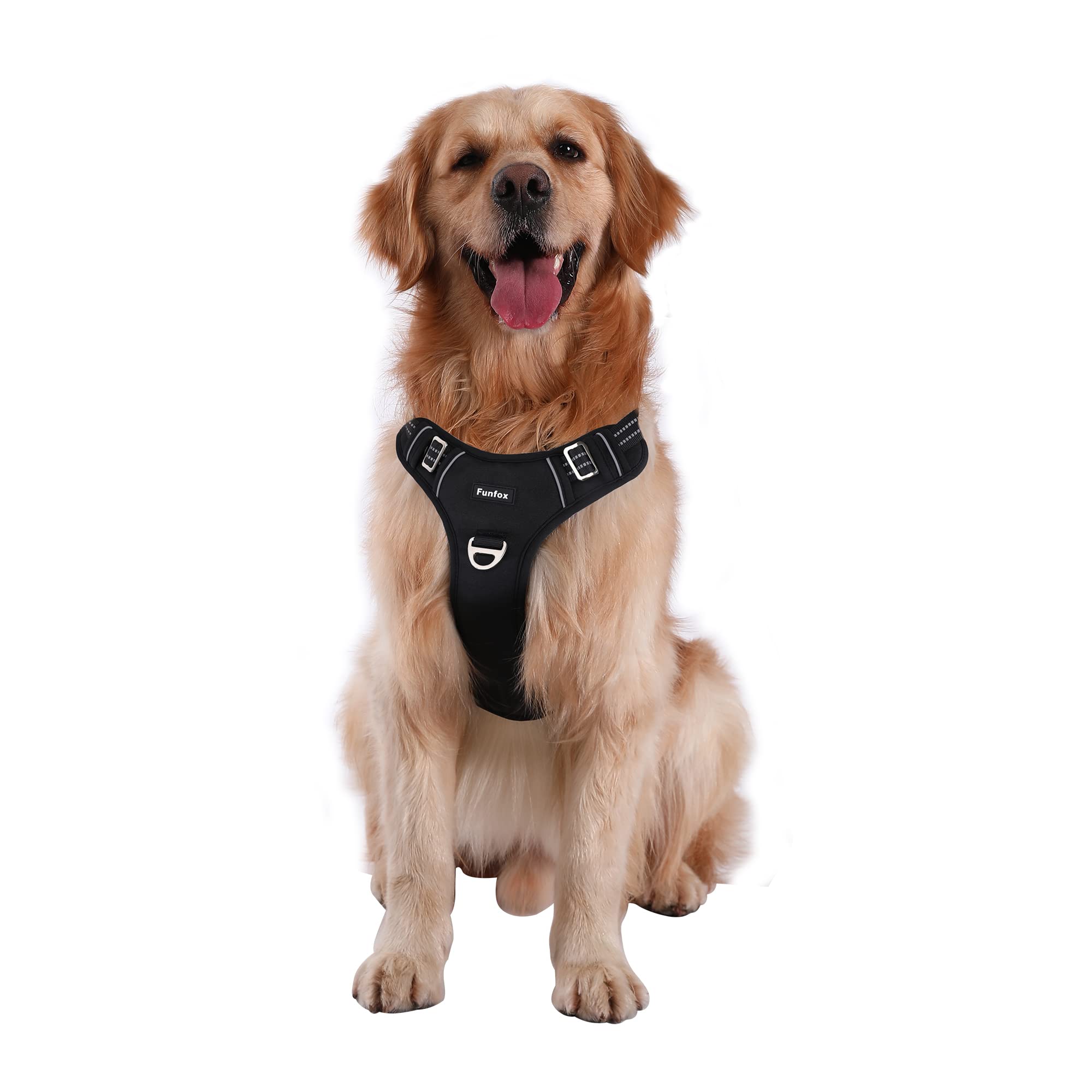 Funfox Dog Harness X-Large No Pull Pet Harness, Adjustable Dog Vest For Easy Walking, Breathable Oxford Material, Reflective Strips With Metal Front Clip For Control Large Breed Dogs