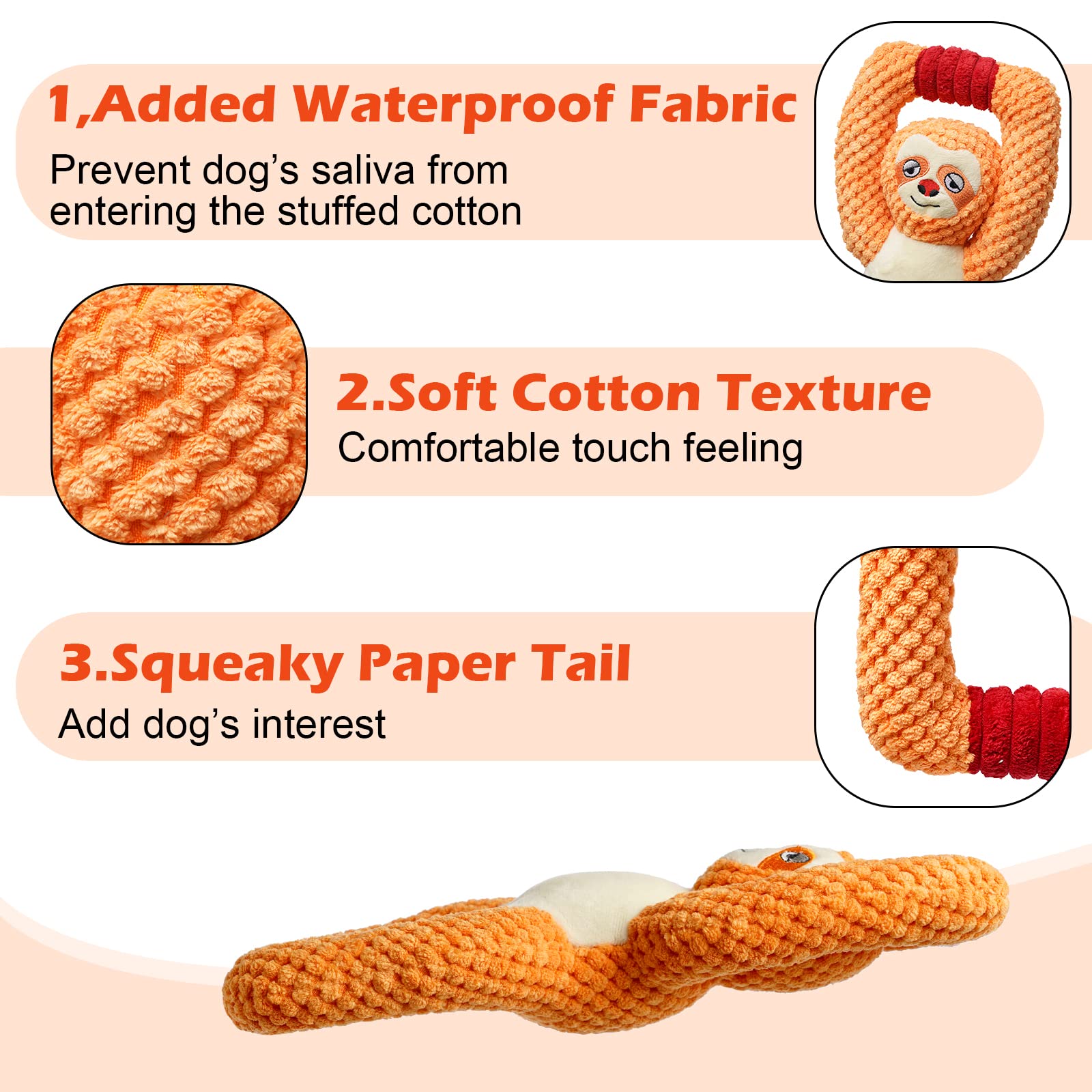 Samtotopets Large Squeaky Dog Toys, Stuffed Animal Dog Plush Toy,Interactive Puppy Toys With Crinkle Paper For Small, Medium, An