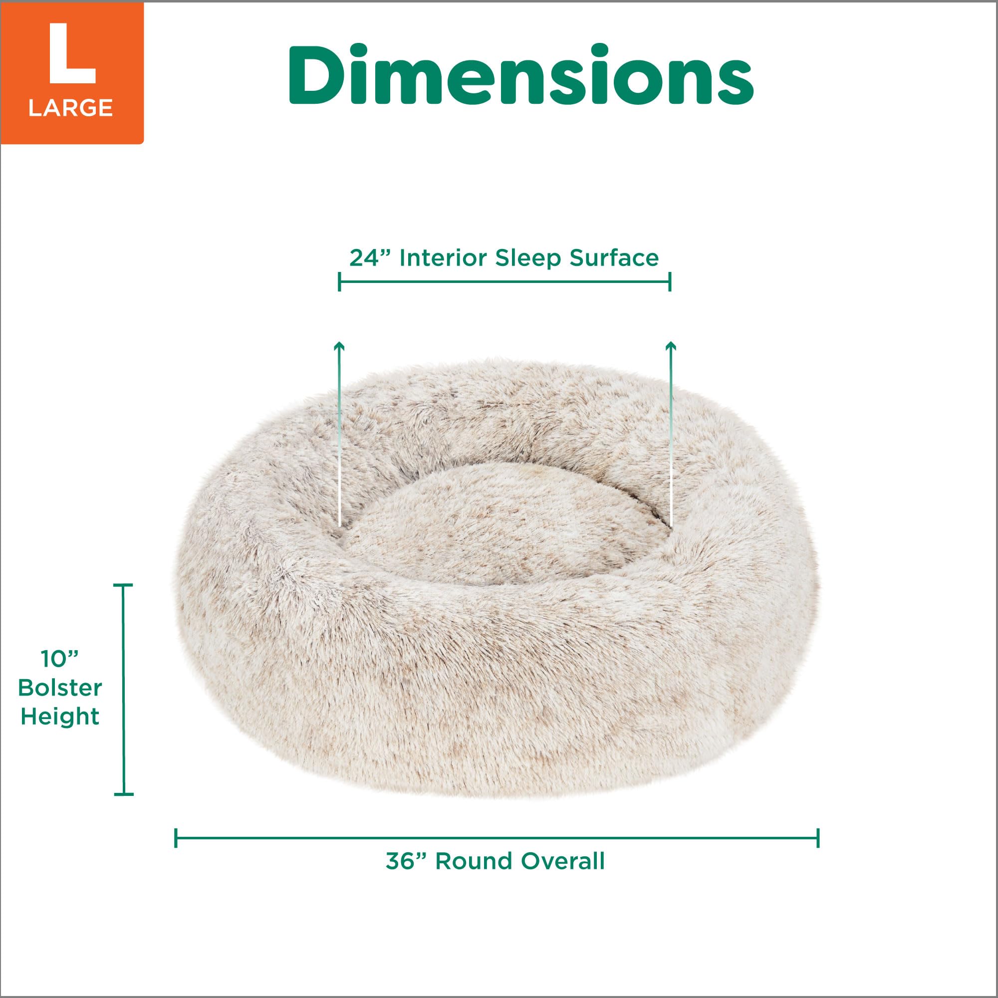 Furhaven 36 Round Calming Donut Dog Bed for Large/Medium Dogs, Refillable w/ Removable Washable Cover, For Dogs Up to 75 lbs - S