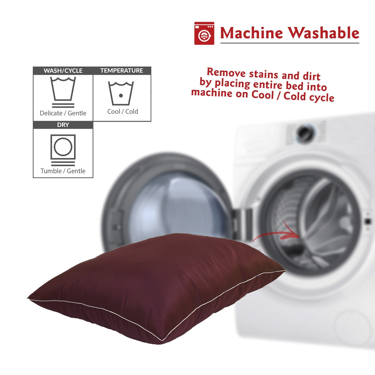 Majestic Pet Rectangle Large Dog Bed Washable – Non Slip Comfy Pet Bed – Dog Crate Bed Super Value Pillow Dog Bed – Dog Kennel Bed For Sleeping - Dog Bed Large Breed 46 X 35 Inch – Solid Burgundy