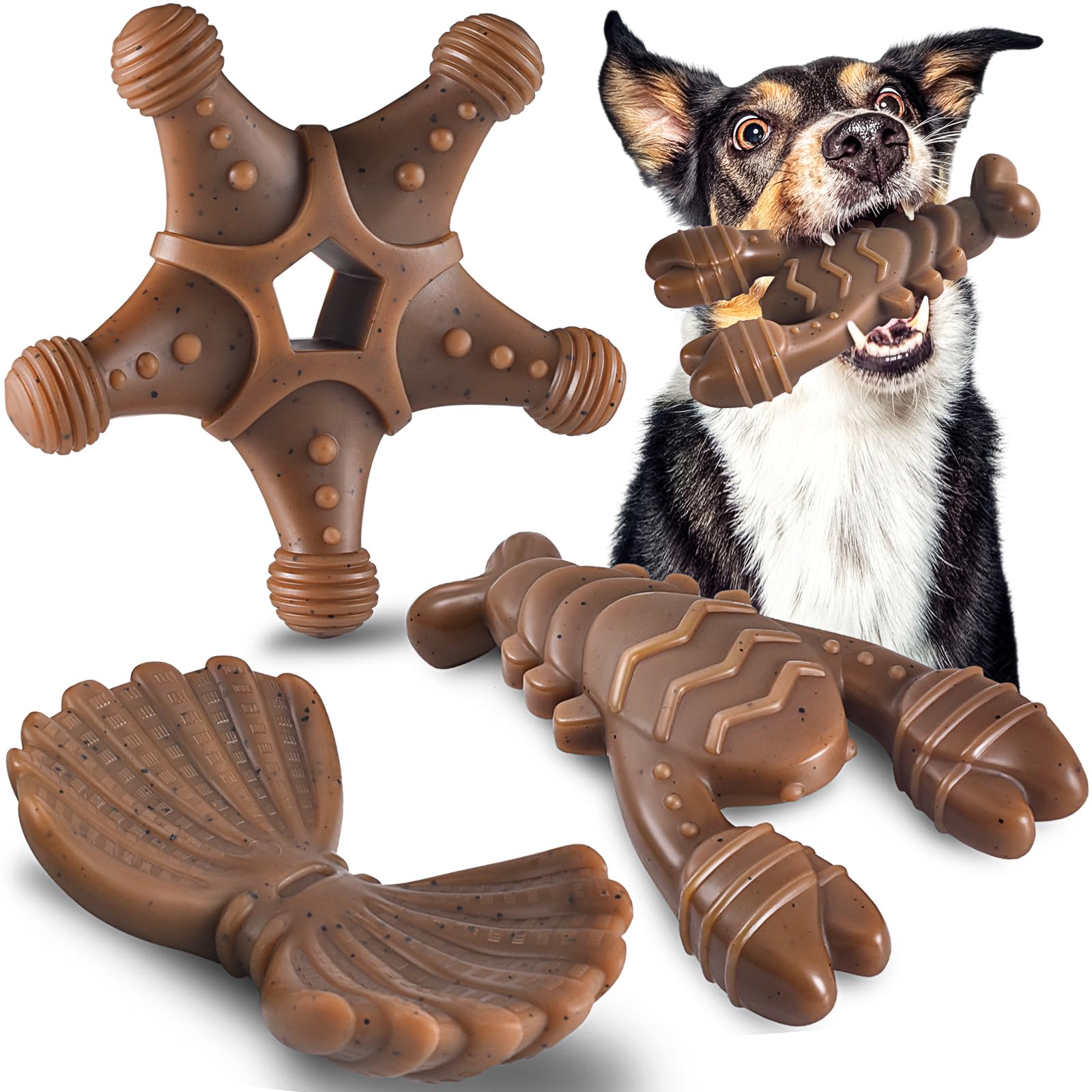 Dog Toys for Aggressive Chewers, Indestructible Toys for Large Dogs, Dog Chew for Large Medium Small Breed, 3 Pack Super Chewer 