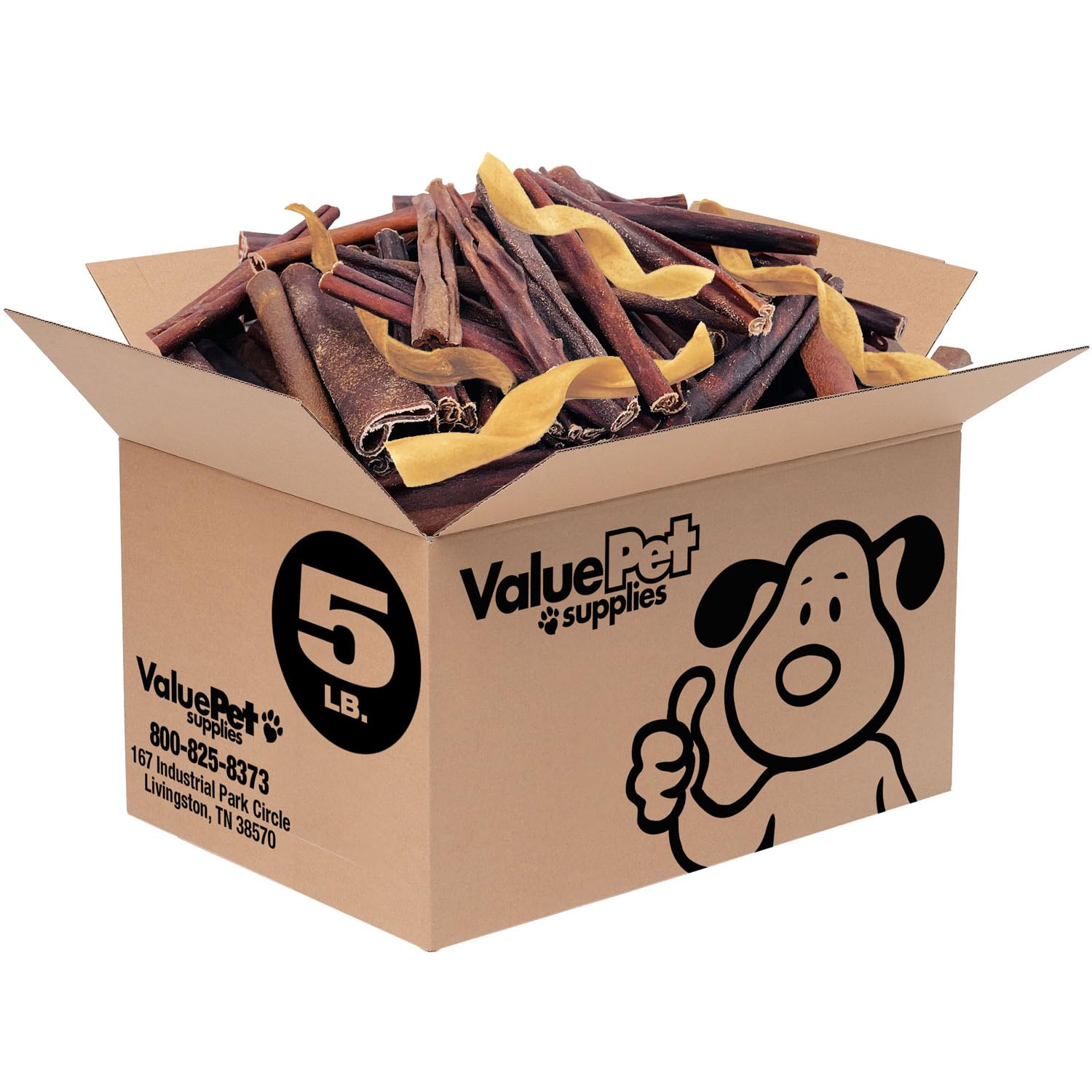 ValueBull Collagen Sticks for Dogs, Bully Sticks & Rawhide Alternative, Varied Shapes & Sizes, 5 lb Bulk Pack - Natural & Safe, 