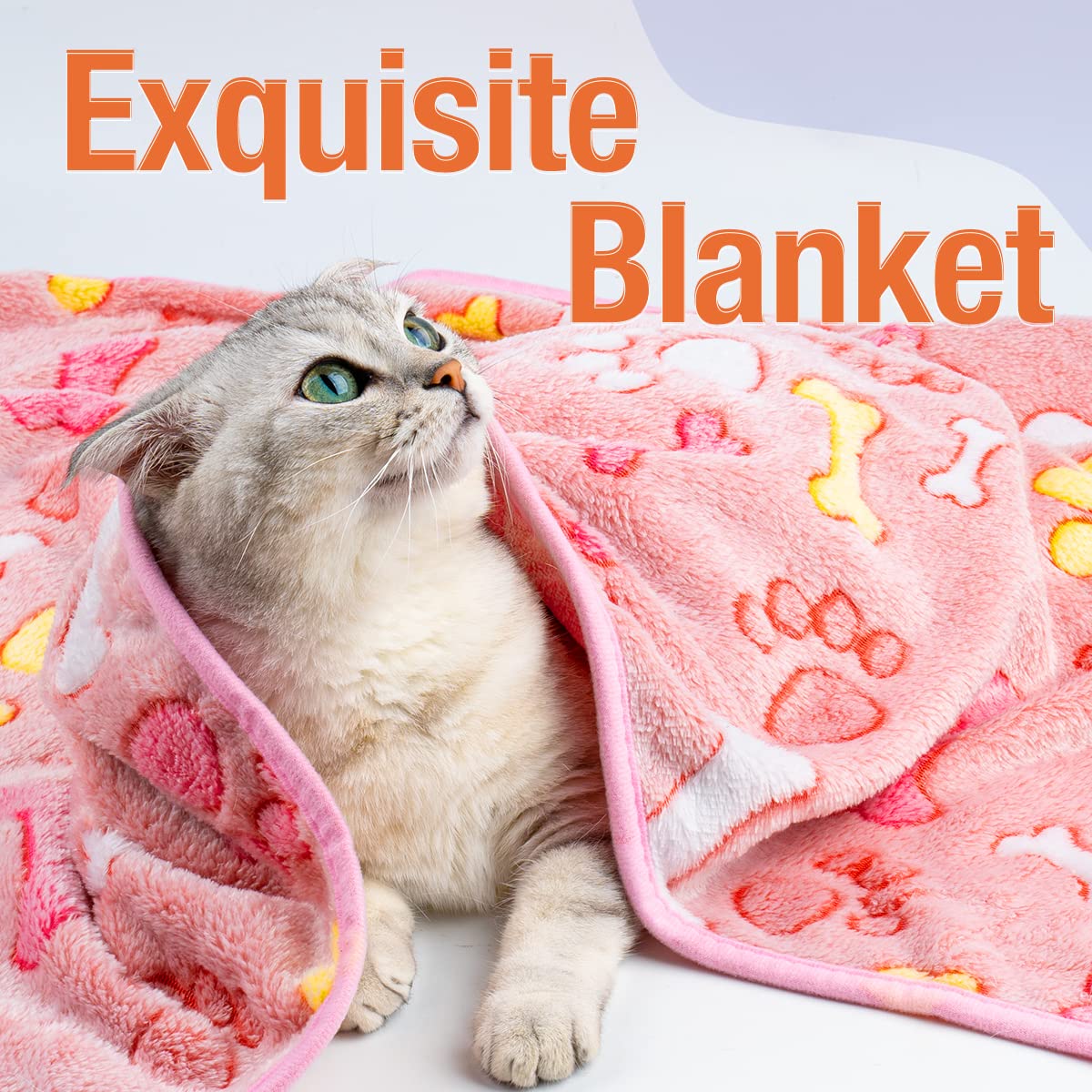 Pet Soft Blankets For Dogs - Fluffy Cats Dogs Blankets For Small Medium & Large Dogs, Cute Print Pet Throw Puppy Blankets Fleece (Bone, 3S)