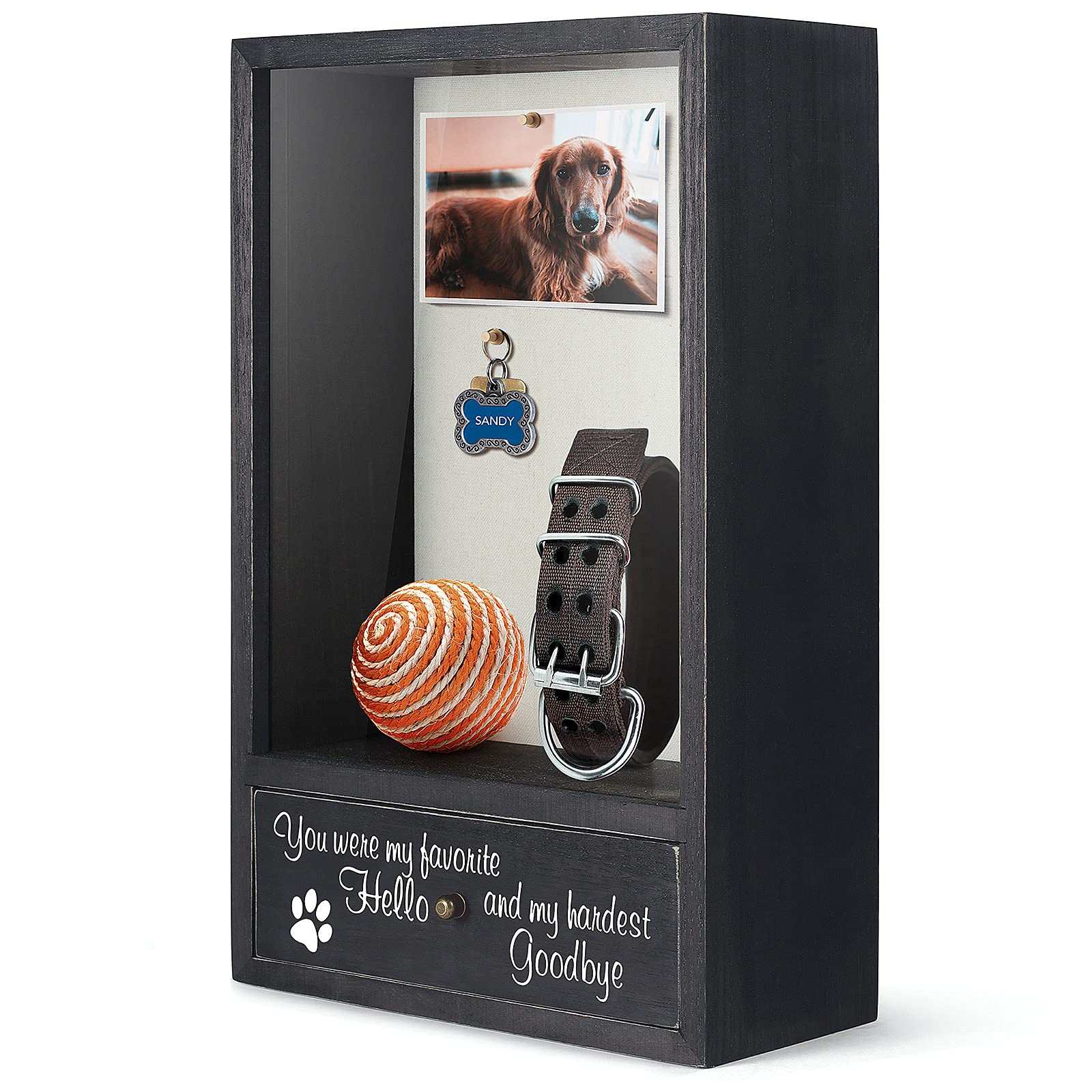 Dog Memorial Gifts - You were My Favorite Hello and My Hardest Goodbye Remembrance Picture Frame Shadow Box - Pet Sympathy Gifts