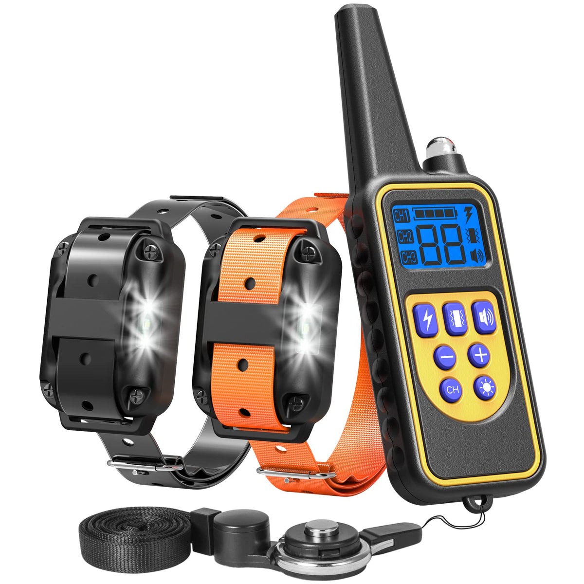 Funnipets Dog Training Collar 2600Ft Range Dog Shock Collar With Remote For Small Medium Large Dogs Waterproof Electronic Dog Collar 4 Training Modes Light Shock Vibration Beep (2 Pack, Orange+Black)