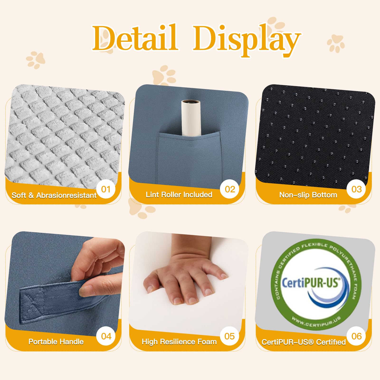 Pocblue Dog Stairs For Small Dogs 15.7'' H, 3-Step Wide Pet Step For High Bed Or Couch, Curved Pet Ramps For Cats With High-Dens