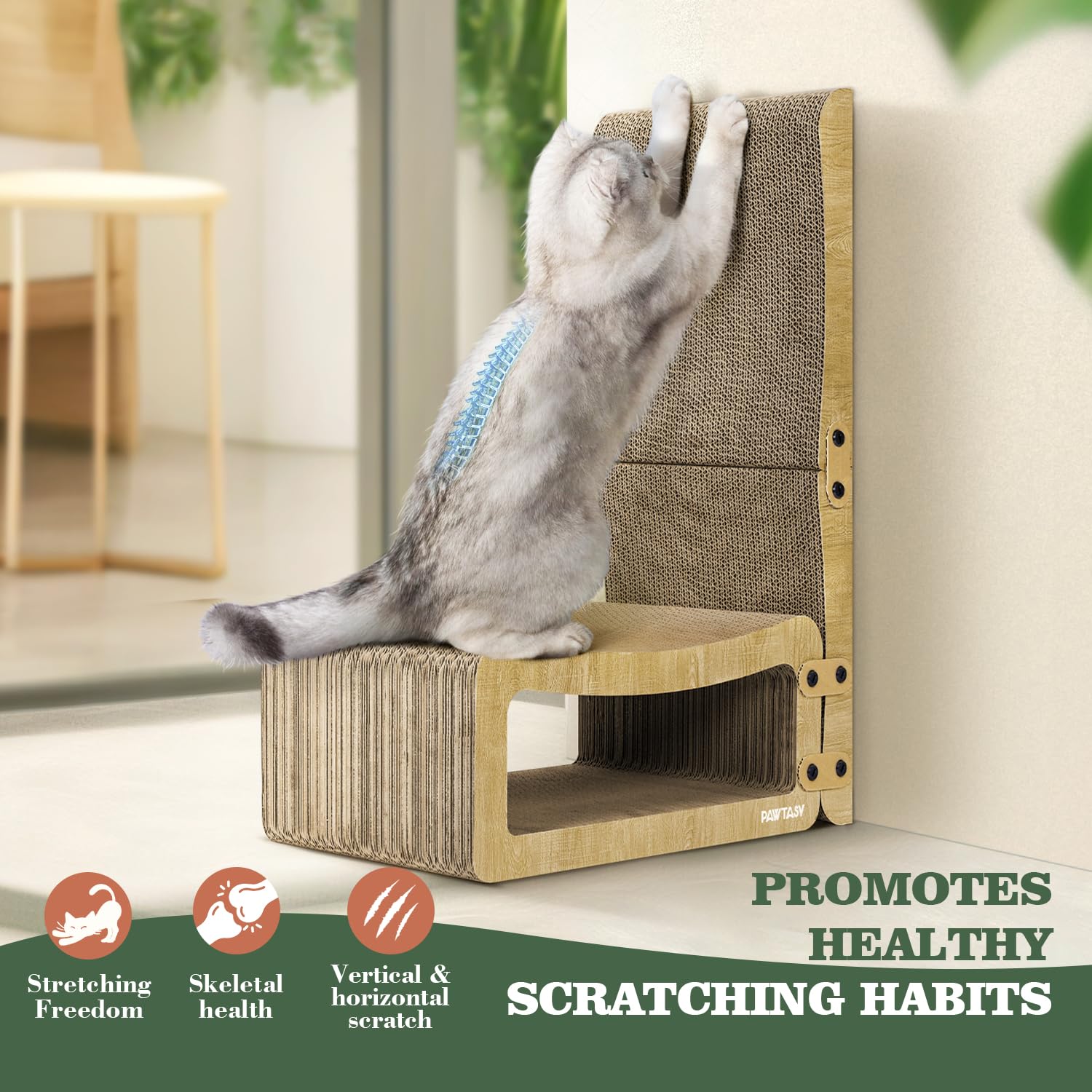 Pawtasy Cat Scratcher Cardboard 2 In 1 Cat Scratching Pad Multi-Functional Cat Scratch Board Furniture Scratcher Lounge Couch Be