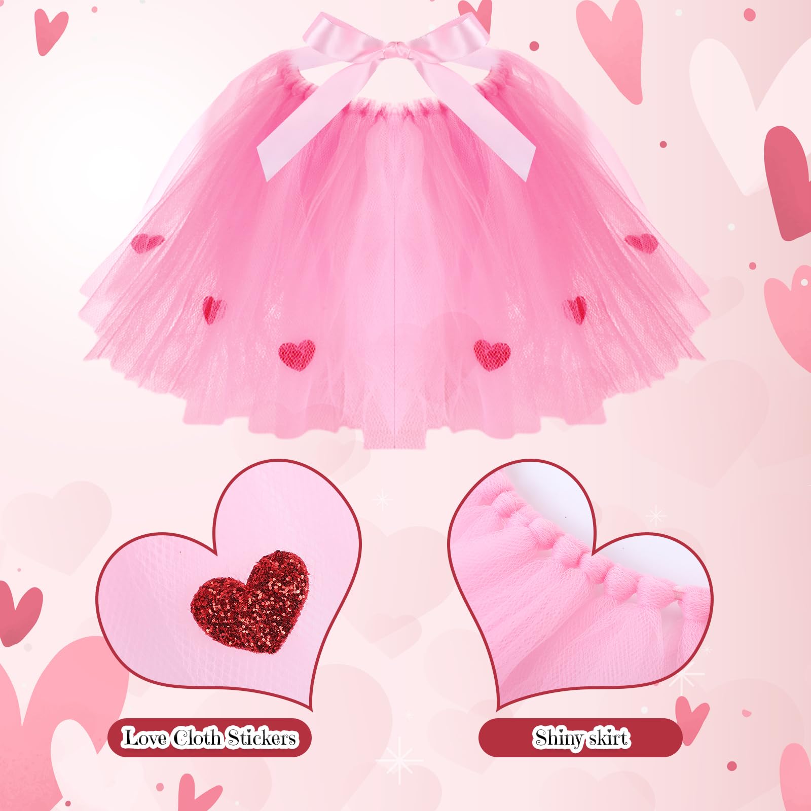 Siltriangle 3 Pcs Valentine'S Day Dog Costume Set Including Pink Valentines Love Headband Valentines Dog Tutu Dress Cute Pet Tut