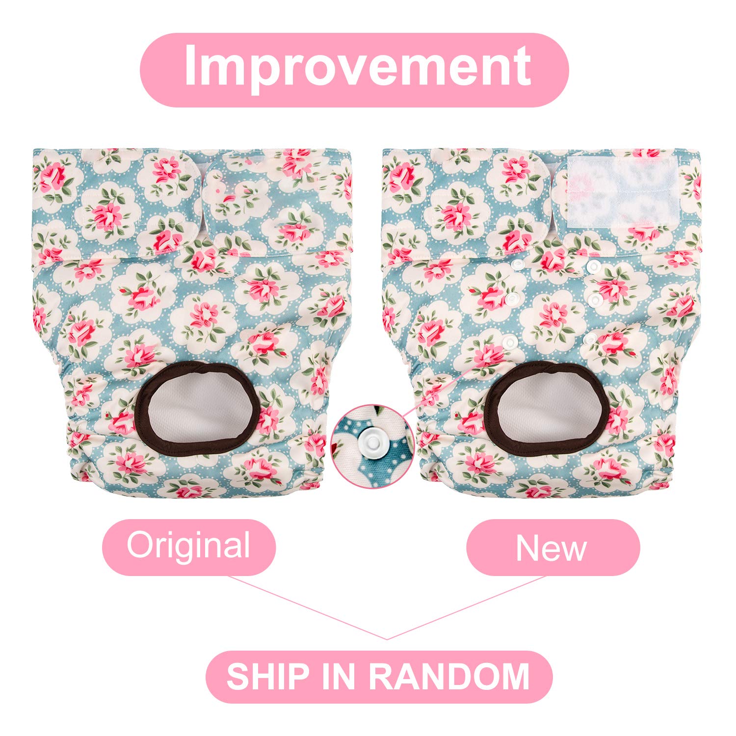 Cutebone Dog Diapers Female Small 3 Pack Reusable Puppy Period Diapers For Heat Cycle D14S