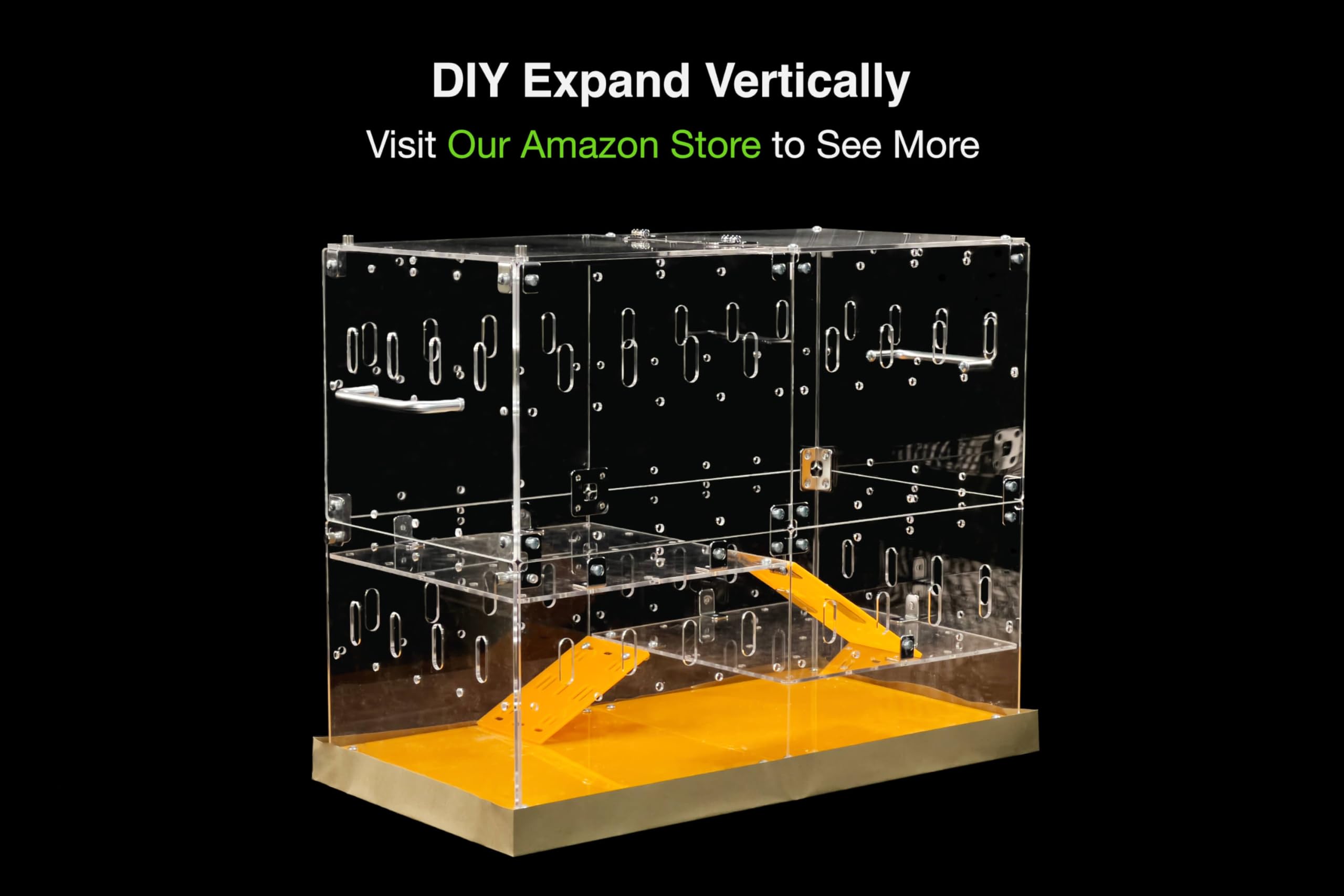 Guinealoft Acrylic Cage (Model-P3) - Small 2X1 Ft Enclosed Cage W/Lid & Bottom For Hamsters, Rats, Mice, Gerbils, Connectable, D