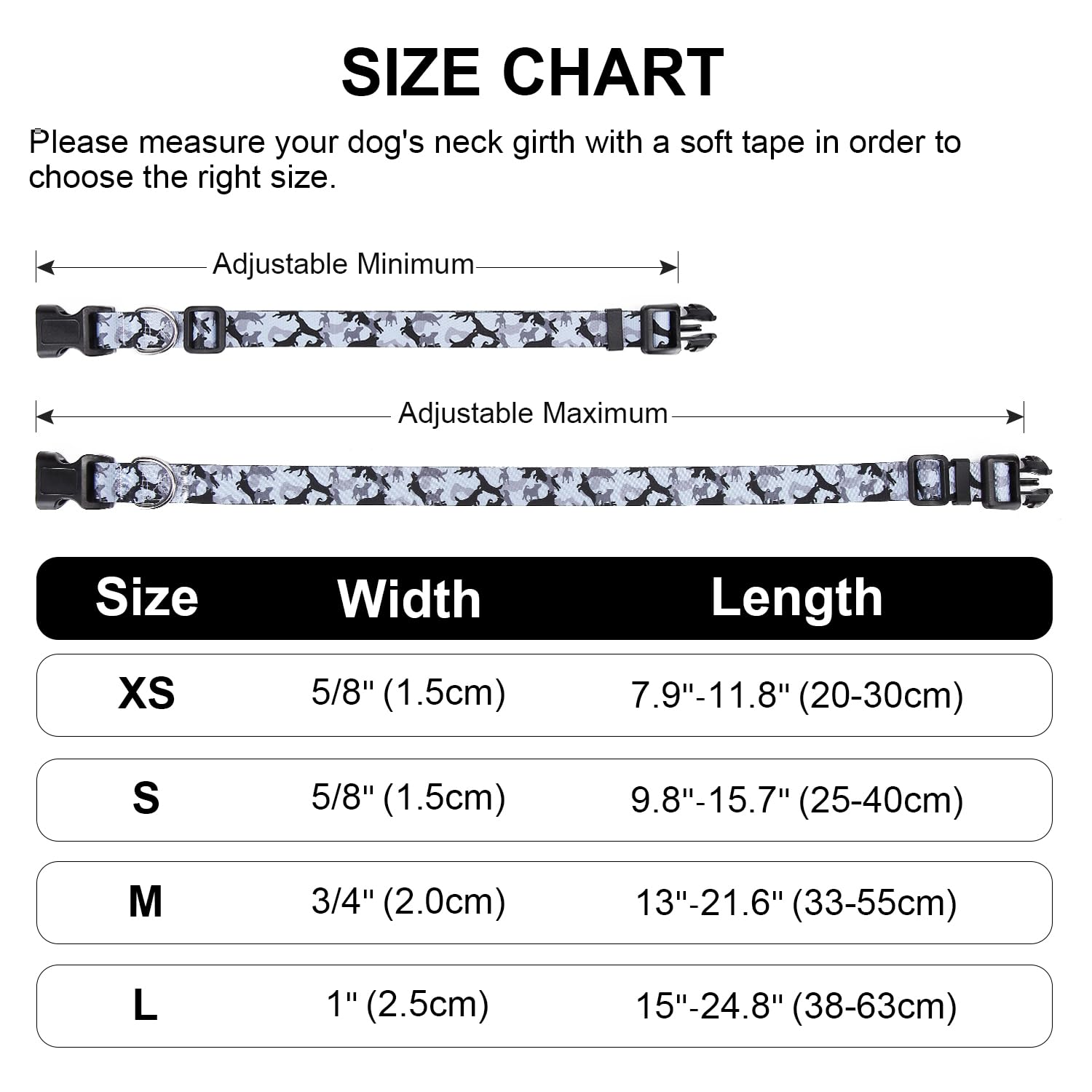 Mercano Adjustable Dog Collar - Special Design Patterns, Soft Nylon Comfortable Durable Pet Collar For Small Medium Large Dogs (M, Dog Camouflage Grey)