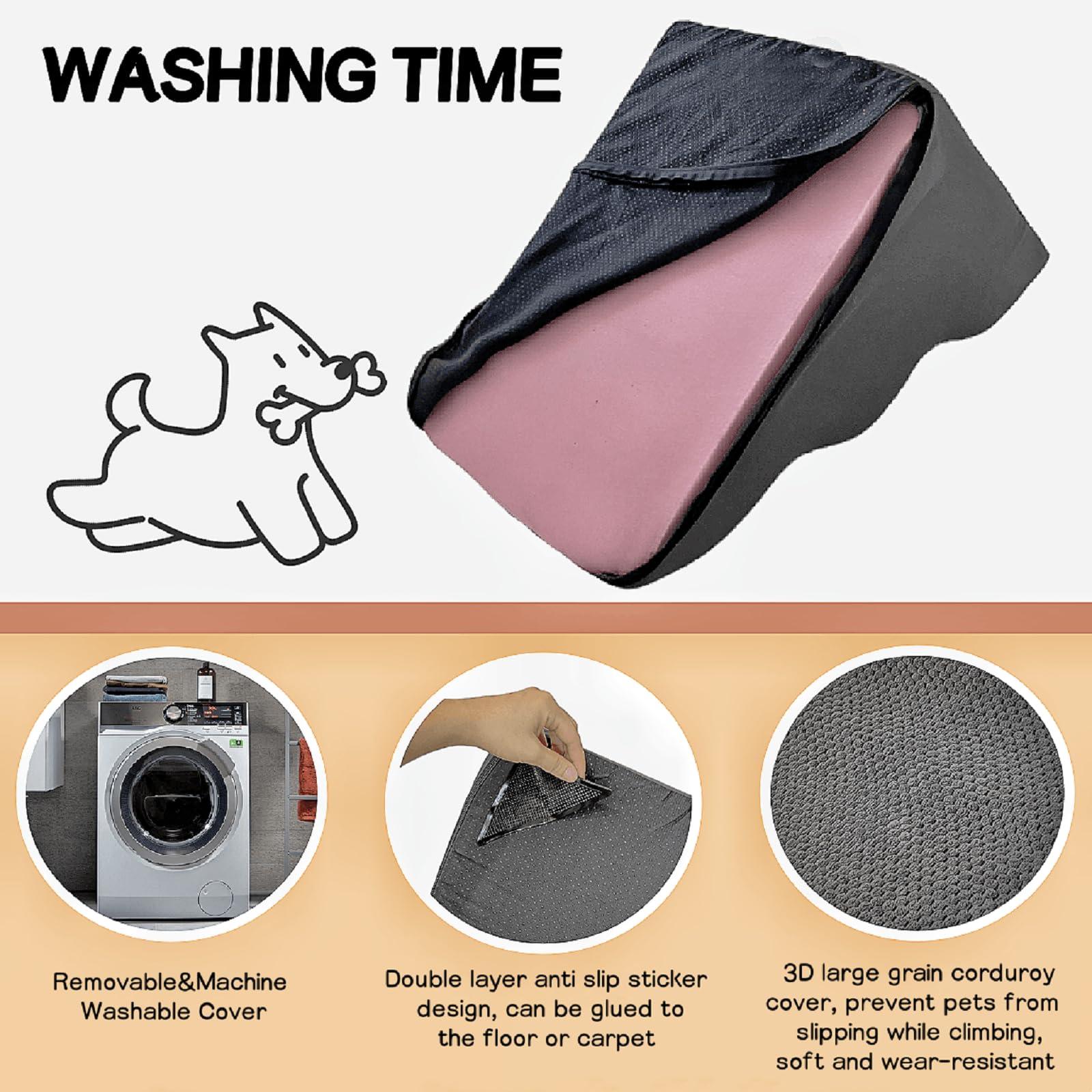 3-Step Dog Stairs For High Beds & Couches Multi-Step Non-Slip Pet Steps With Balanced Ramp Indoor 2 3 4 5 Step Stairs For Small