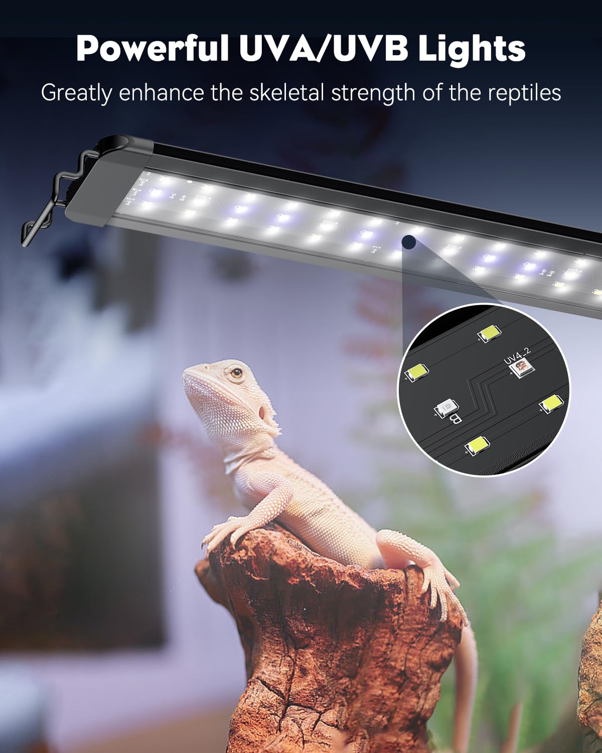 Pawfly 14 W Uvb Light For Reptiles For 18'' To 24'' Terrariums Extendable Reptile Tank Light With Full Spectrum Brilliant With D