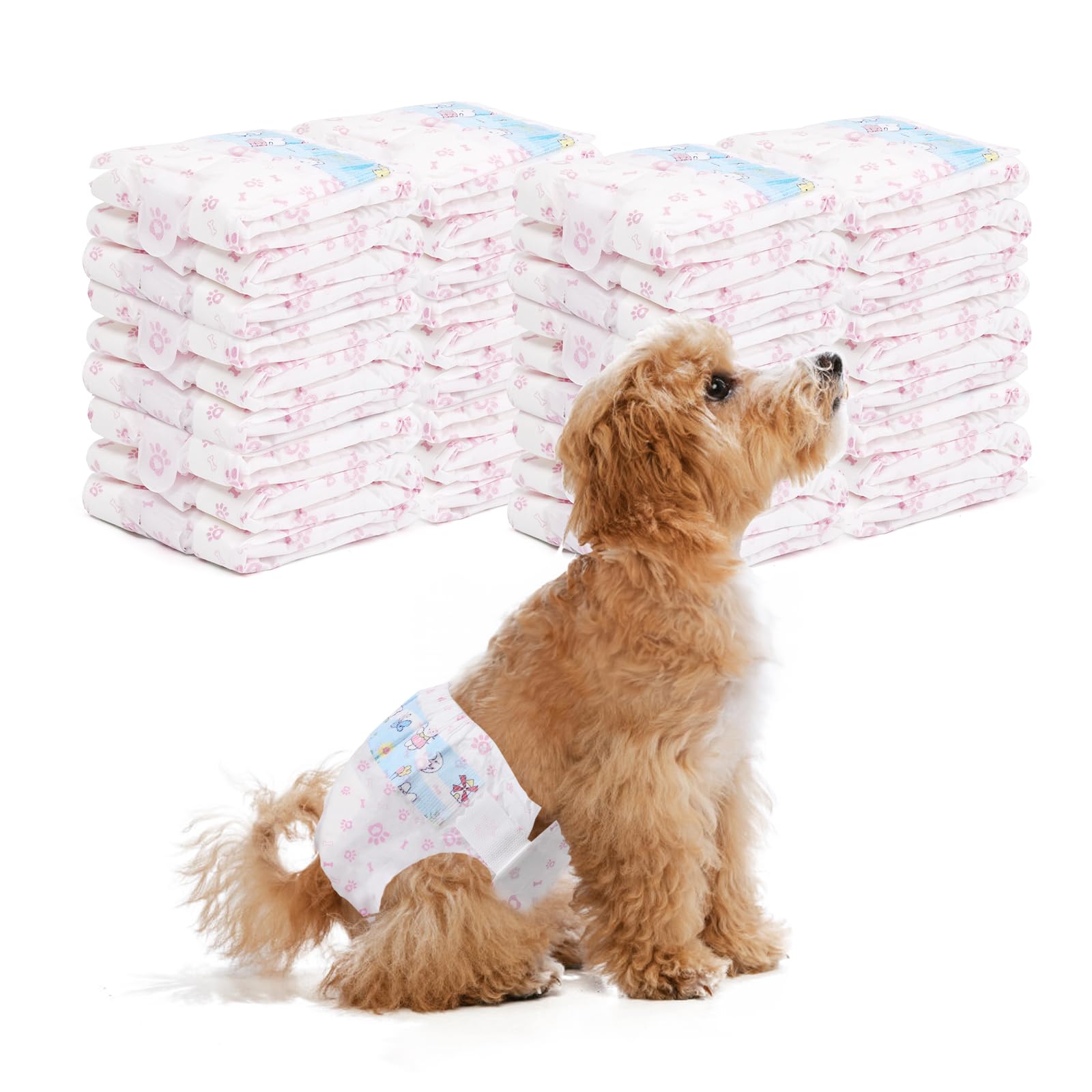 Disposable Dog Diapers Female 90 Count Doggie Diapers For Female Dogs (Waist 10-16.5 In S) Super Absorbent Small Doggie Diapers 